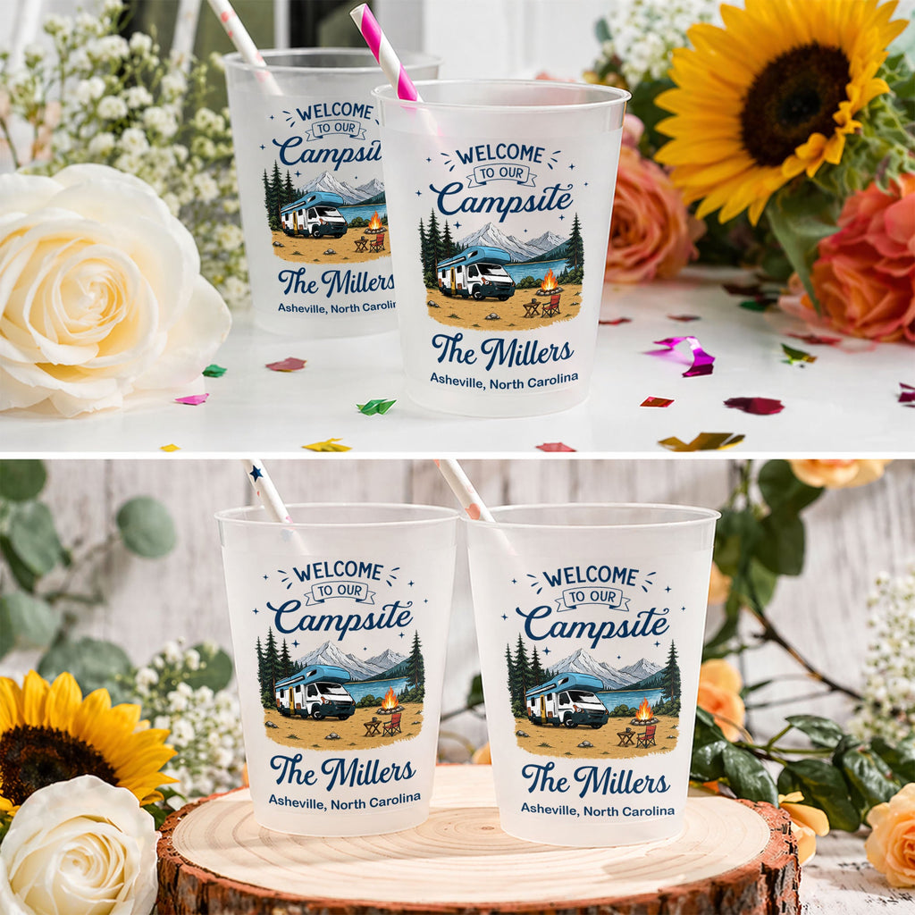Personalized Frosted Cups Custom Name Campfire Design Gift Frosted Cups GradoCreations