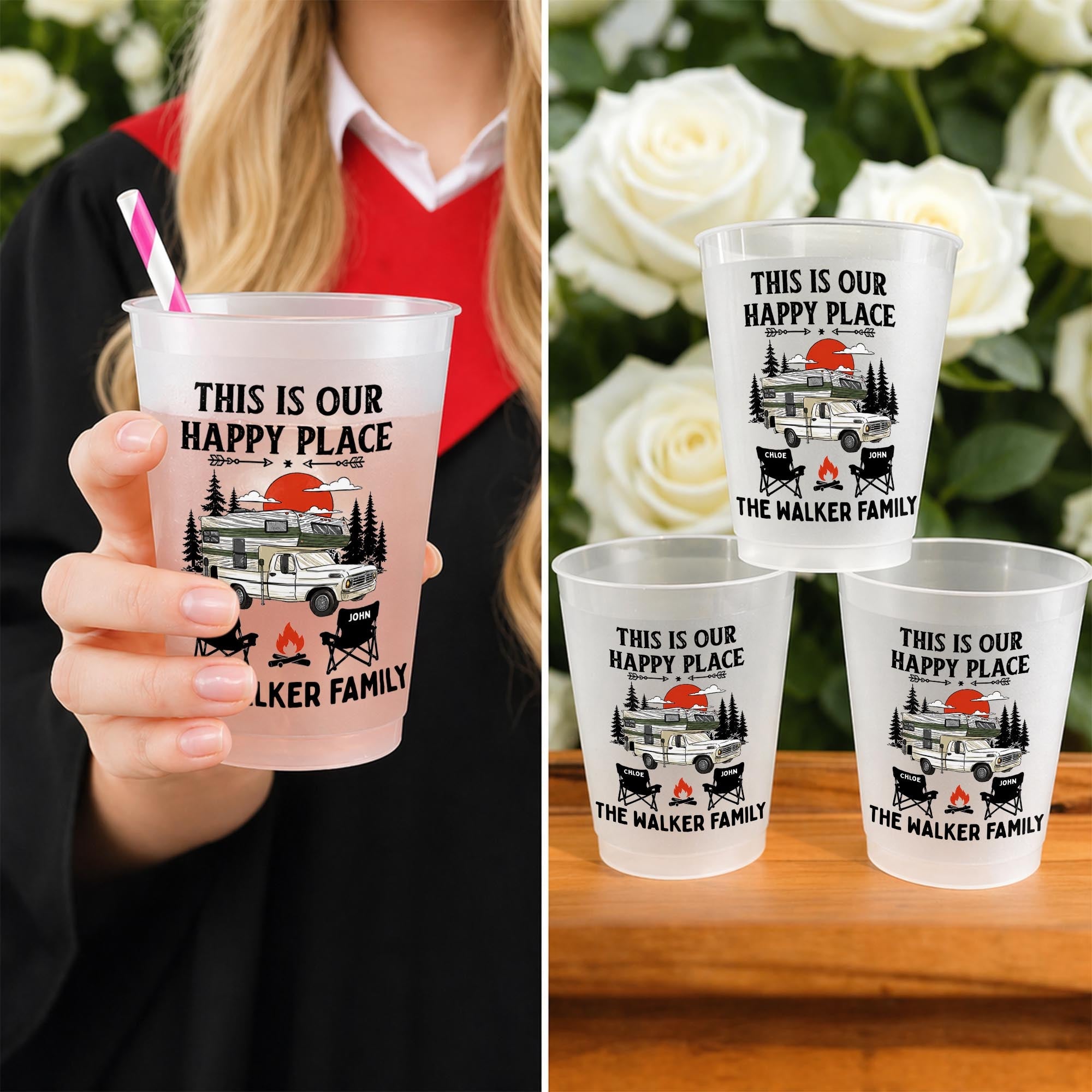 Personalized Frosted Cups Custom Family Name Campfire Gift Frosted Cups GradoCreations