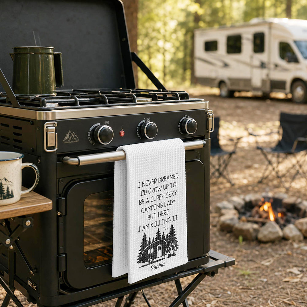 Personalized Kitchen Towel Unique Camping Gift for Her