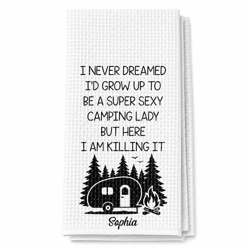 Personalized Kitchen Towel Unique Camping Gift for Her