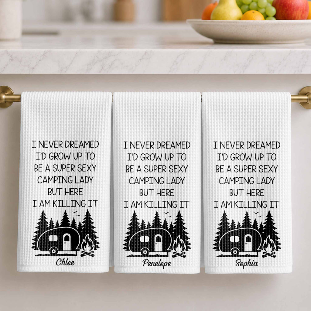 Personalized Kitchen Towel Unique Camping Gift for Her