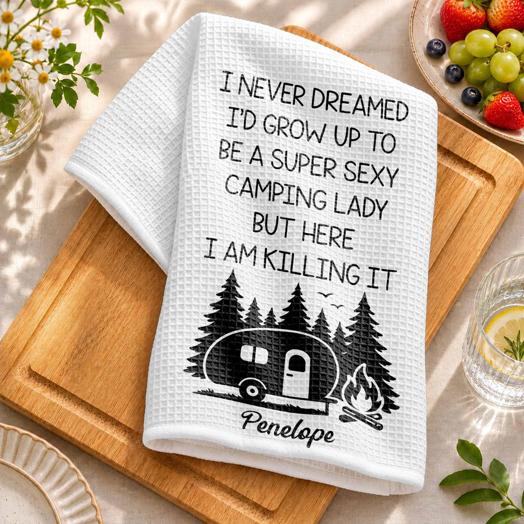 Personalized Kitchen Towel Unique Camping Gift for Her