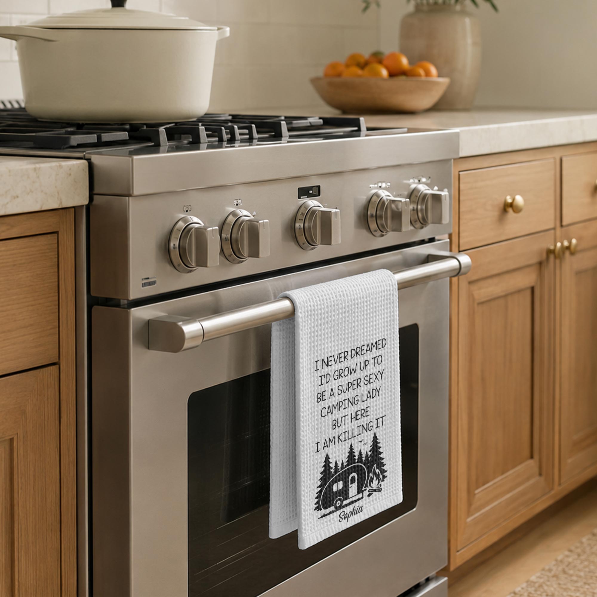 Personalized Kitchen Towel Unique Camping Gift for Her