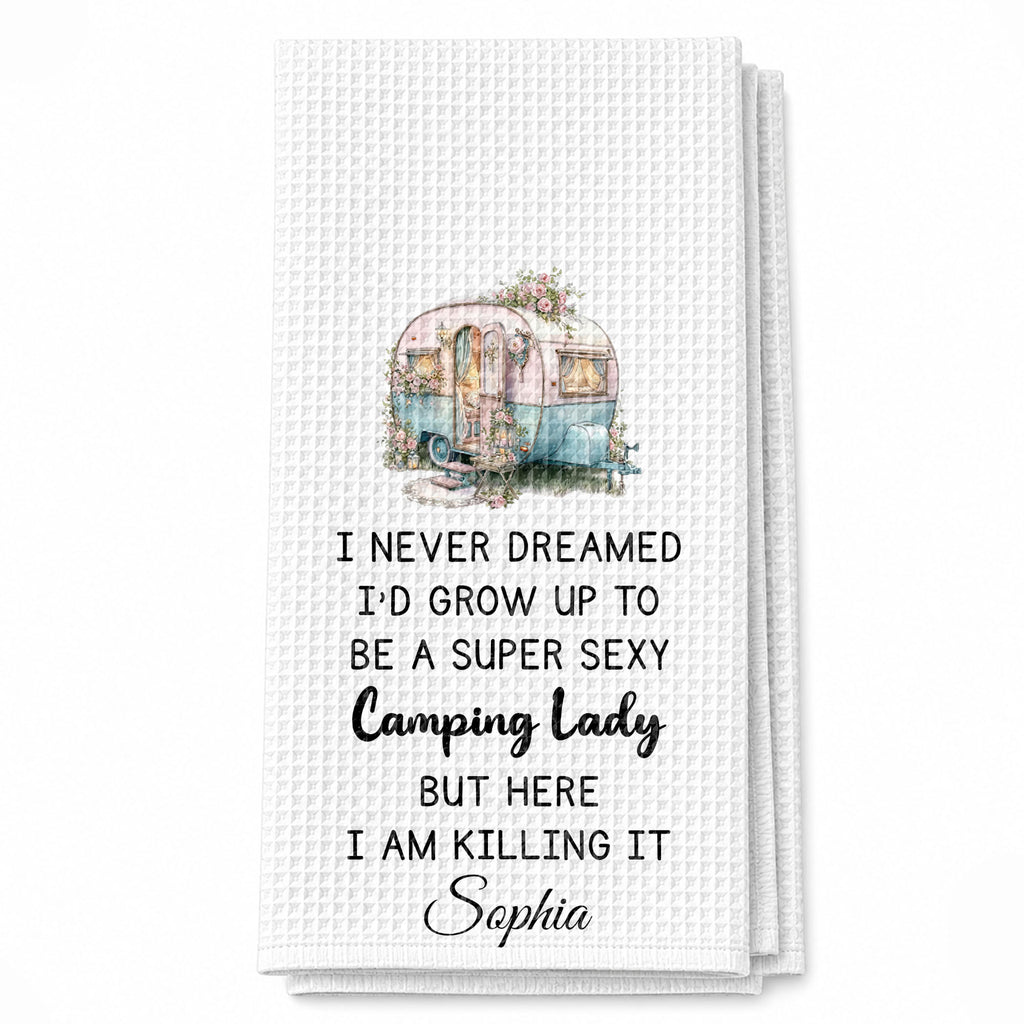 Personalized Kitchen Towel Vintage Camper Gift for Camping Lovers