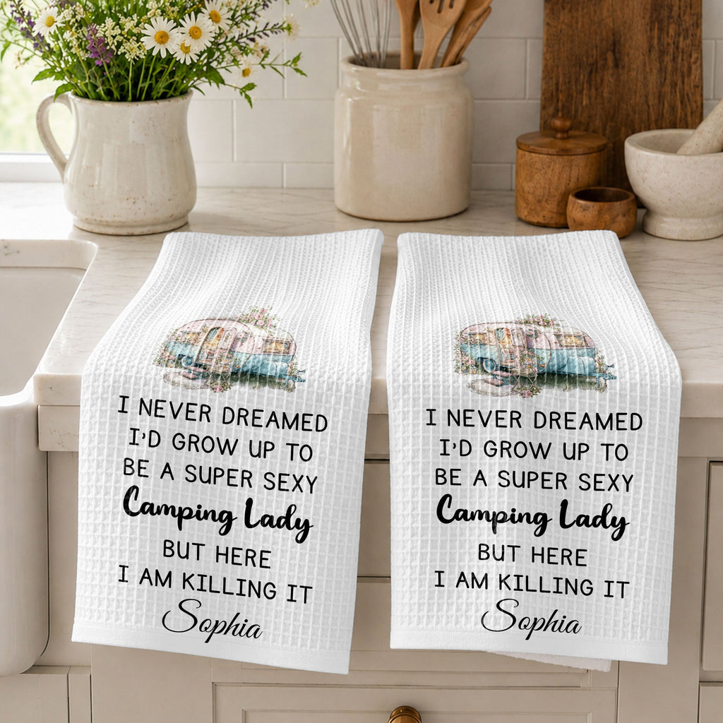 Personalized Kitchen Towel Vintage Camper Gift for Camping Lovers