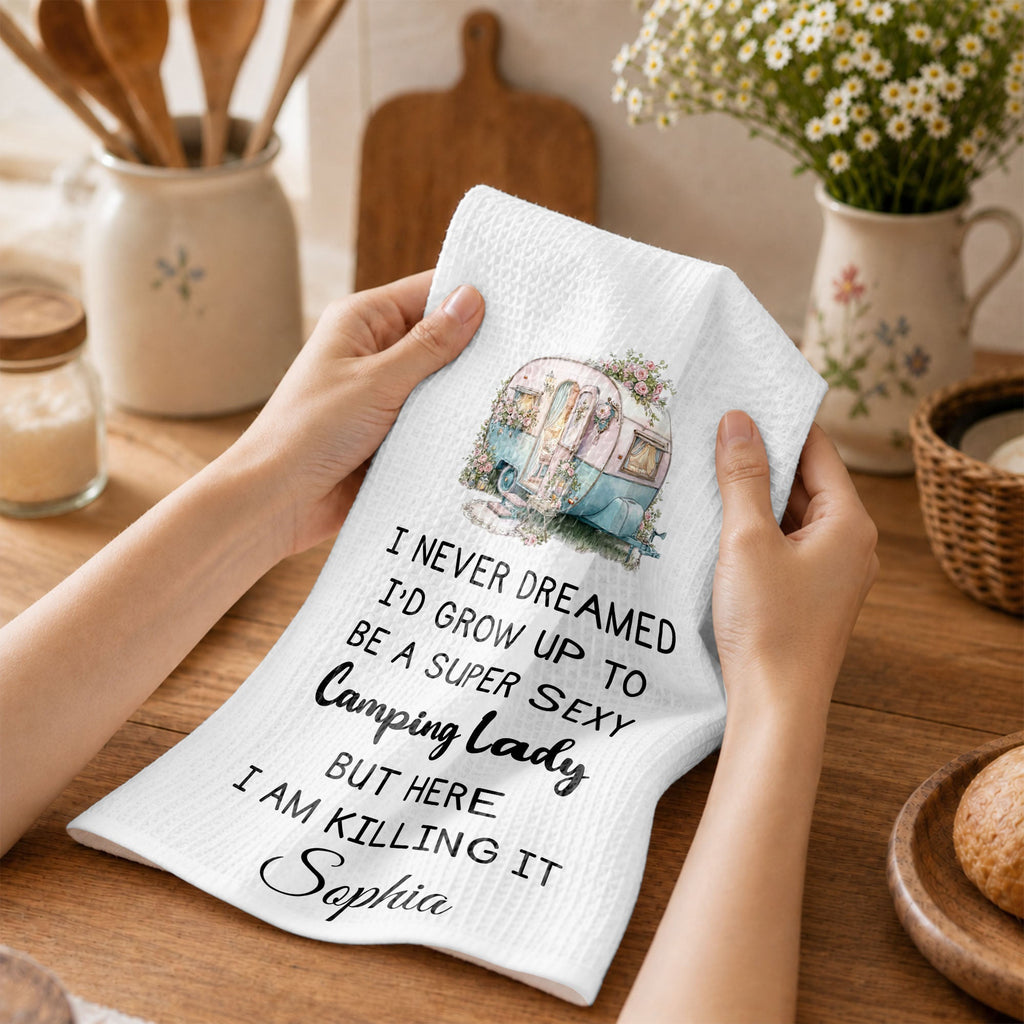 Personalized Kitchen Towel Vintage Camper Gift for Camping Lovers