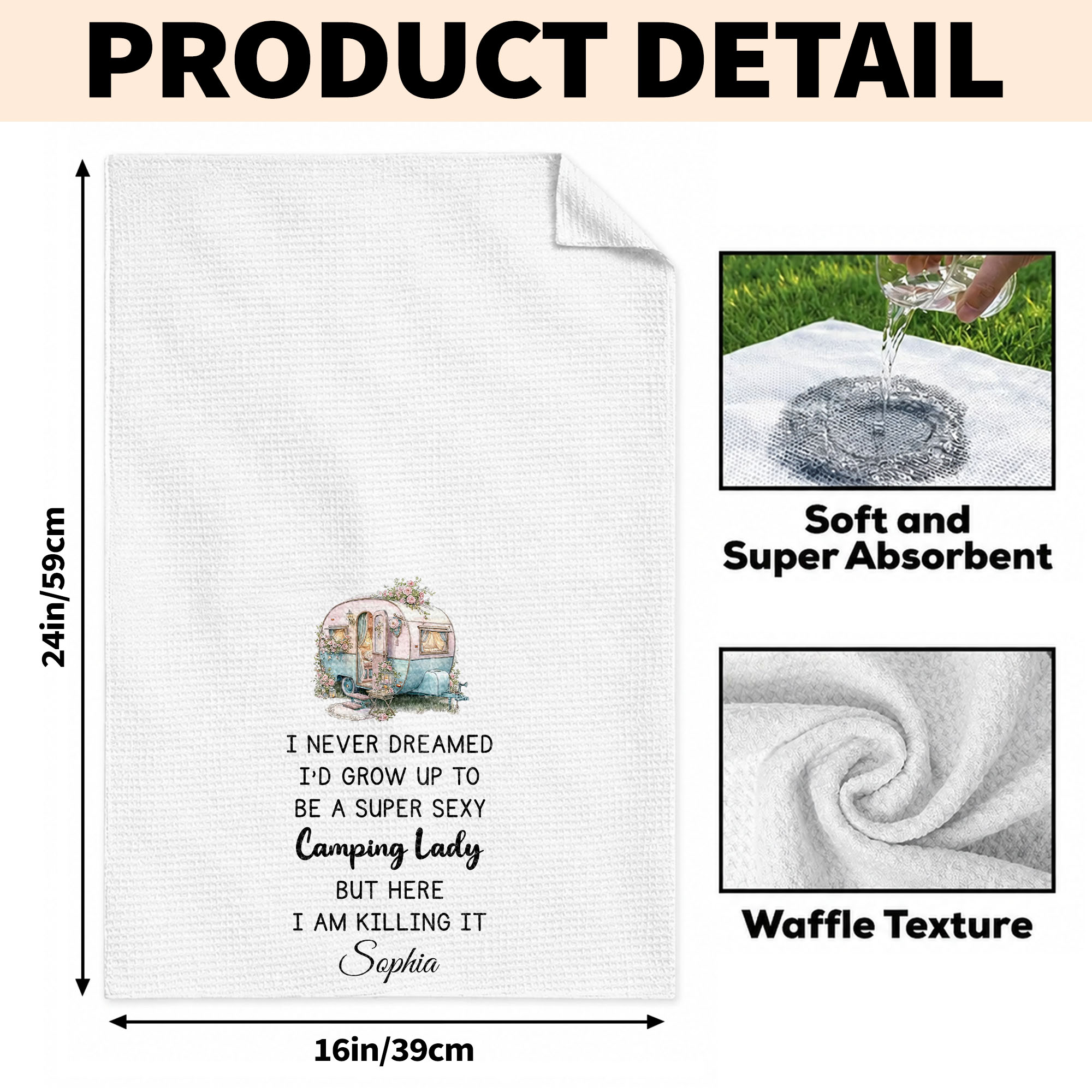 Personalized Kitchen Towel Vintage Camper Gift for Camping Lovers