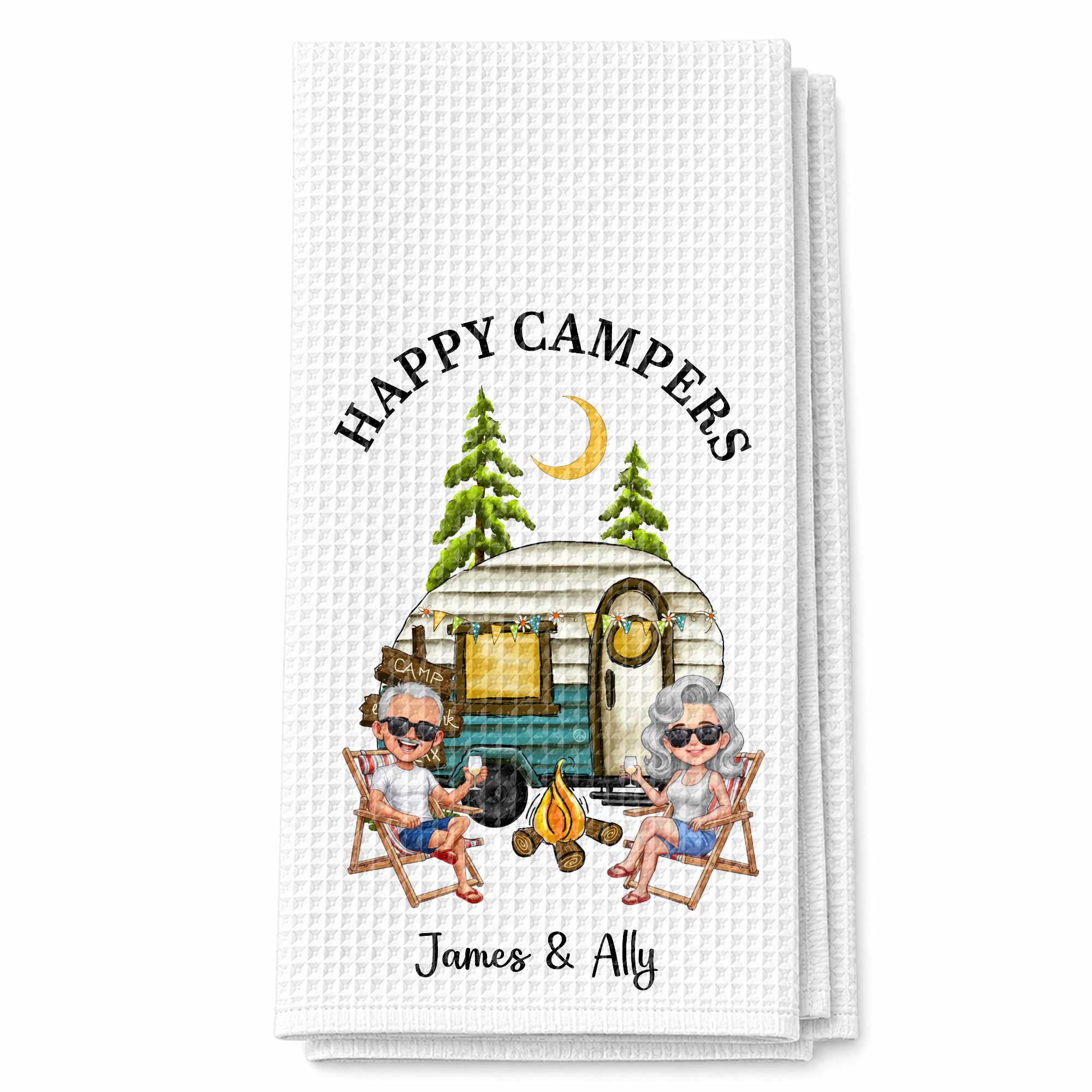 Personalized Kitchen Towel Custom Couple Gift with Camper Van Kitchen Towel GradoCreations
