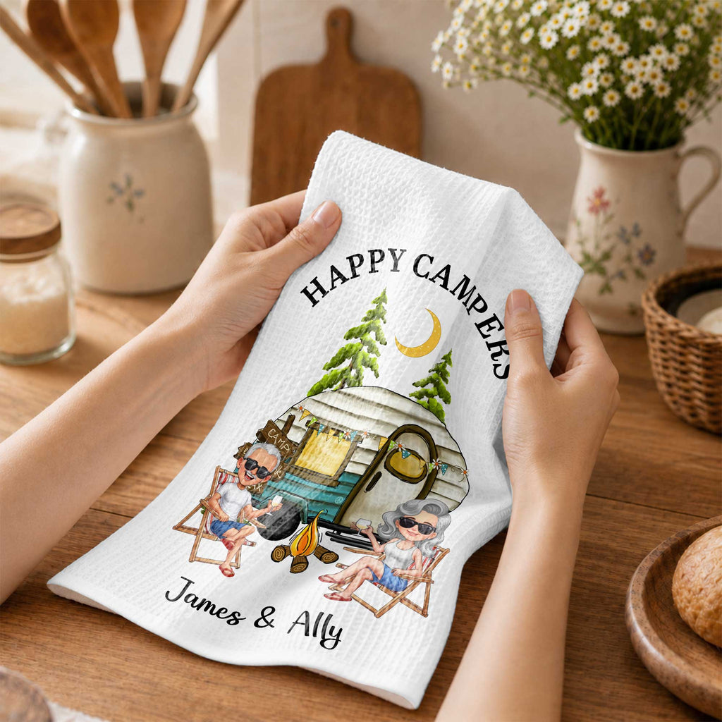 Personalized Kitchen Towel Custom Couple Gift with Camper Van Kitchen Towel GradoCreations