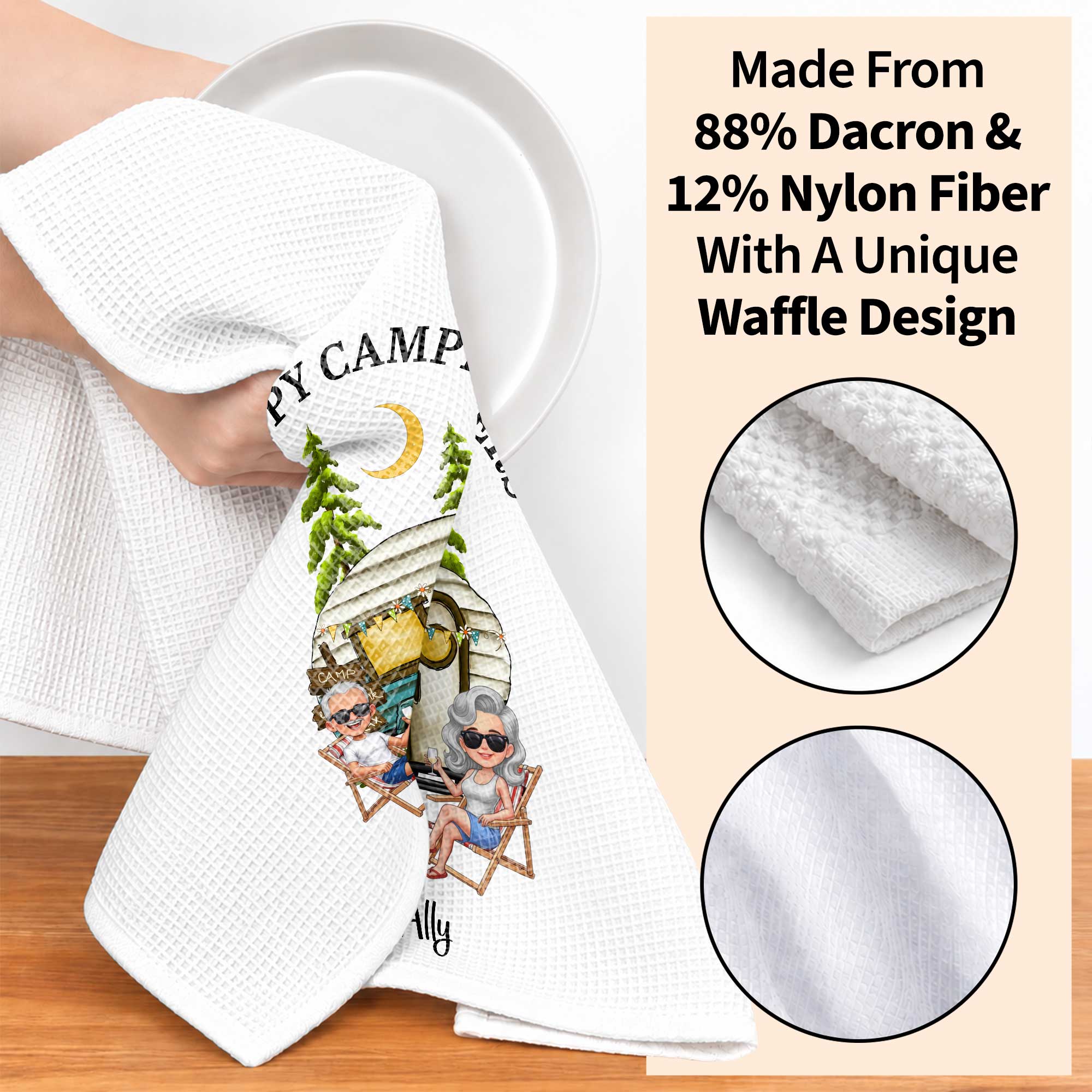 Personalized Kitchen Towel Custom Couple Gift with Camper Van Kitchen Towel GradoCreations