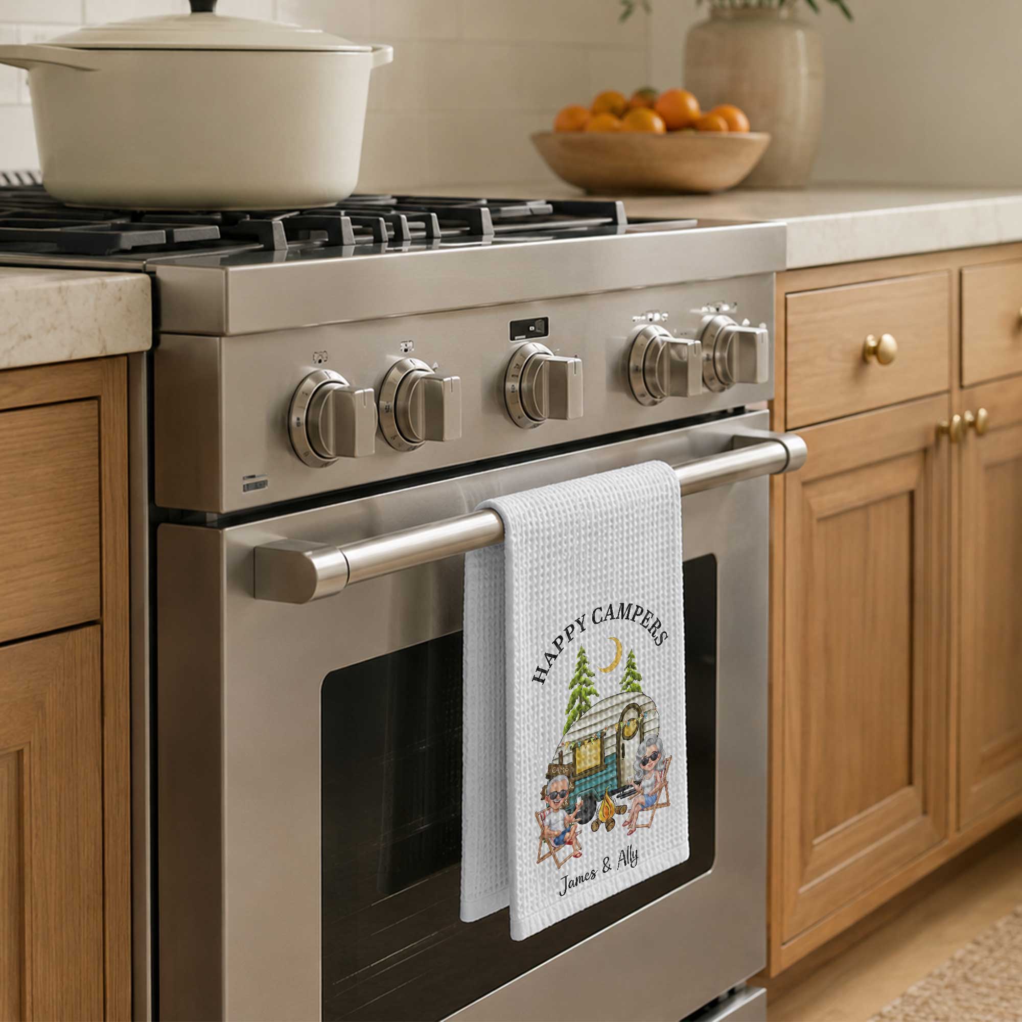 Personalized Kitchen Towel Custom Couple Gift with Camper Van Kitchen Towel GradoCreations