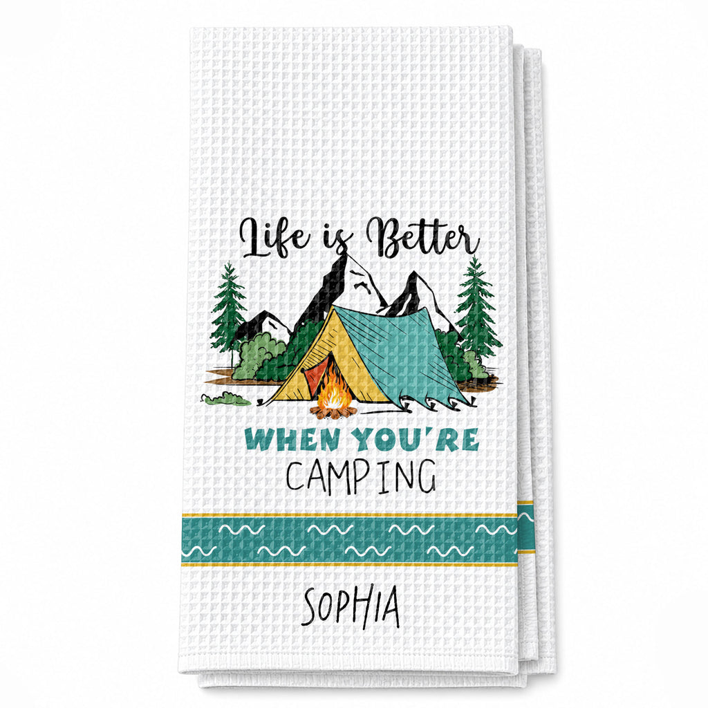 Personalized Kitchen Towel Camping Design Custom Gift for Home