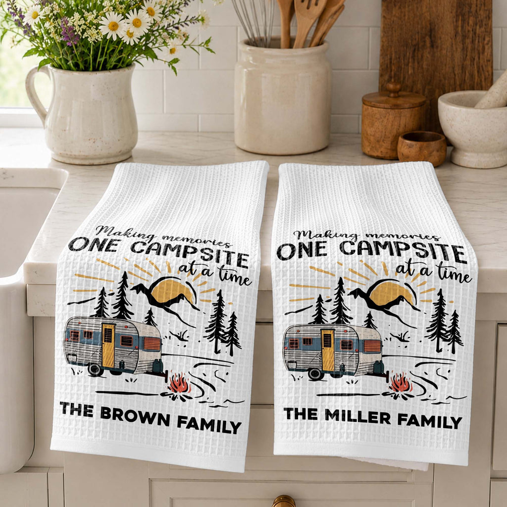 Personalized Kitchen Towel Custom Family Name Camping Gift