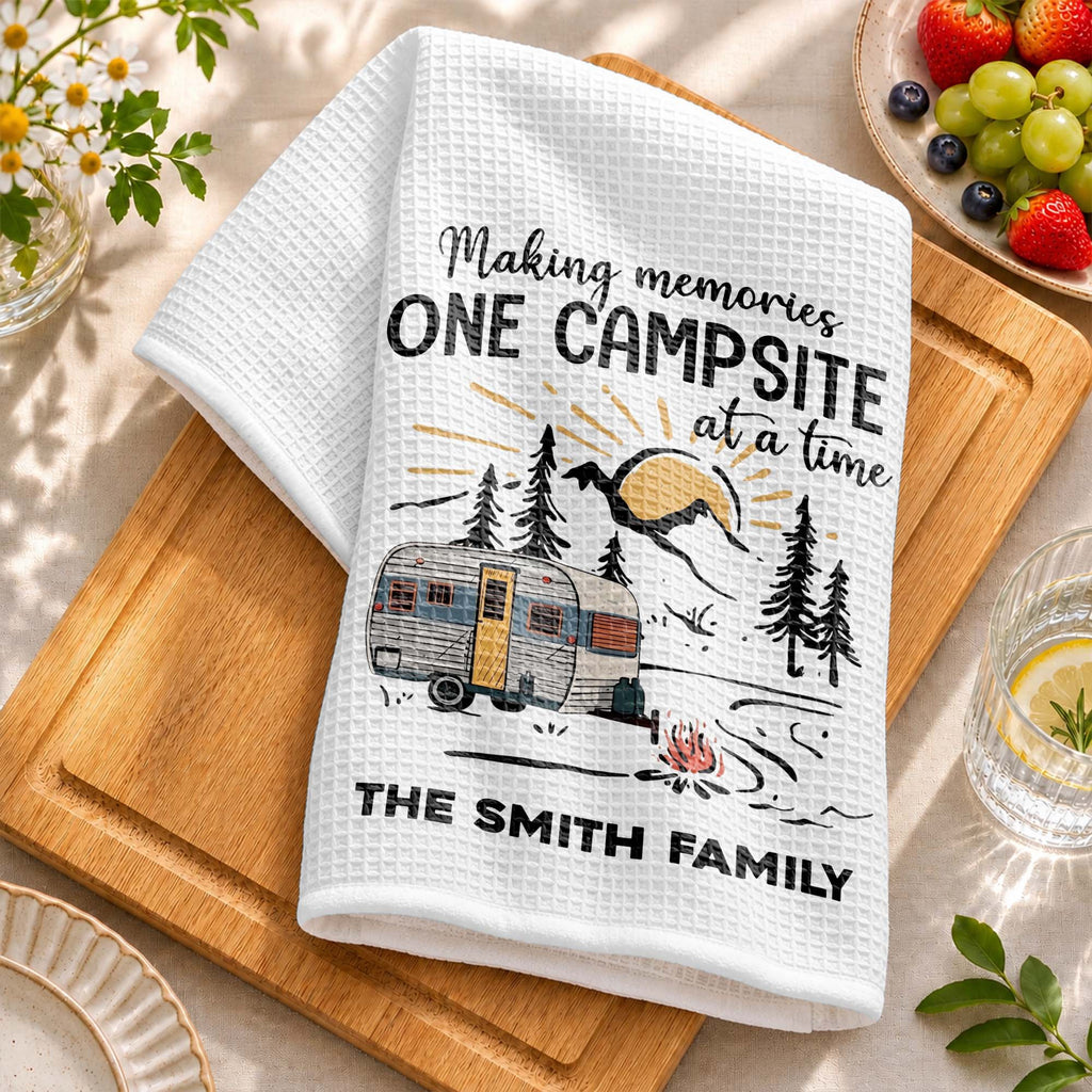 Personalized Kitchen Towel Custom Family Name Camping Gift