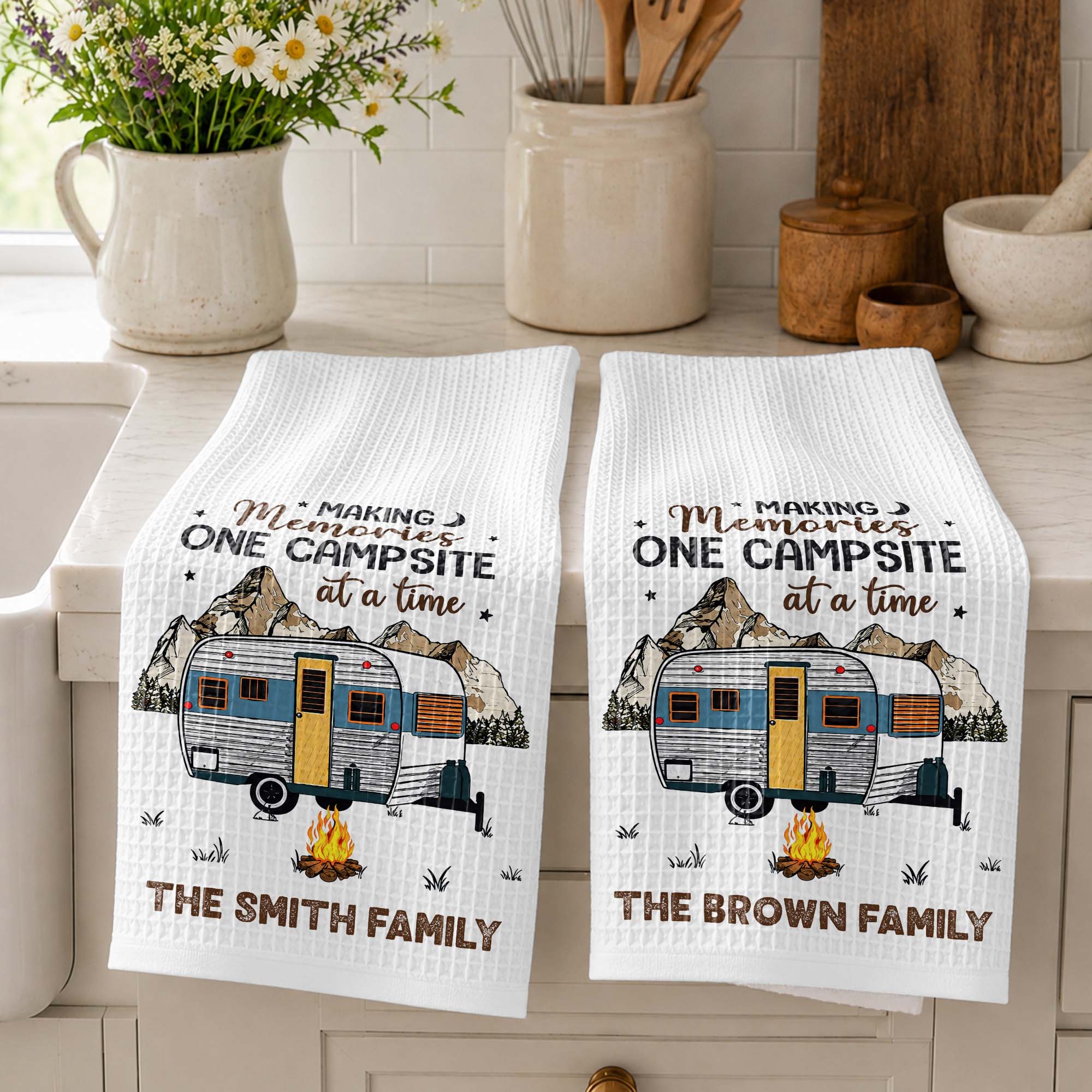 Personalized Kitchen Towel for Couples Custom Camper Design Kitchen Towel GradoCreations