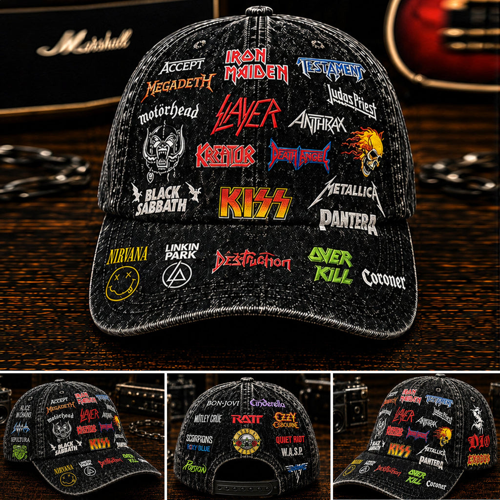 Personalized Classic Rock Logo Cap Custom Name Gift for Fans GradoCreations