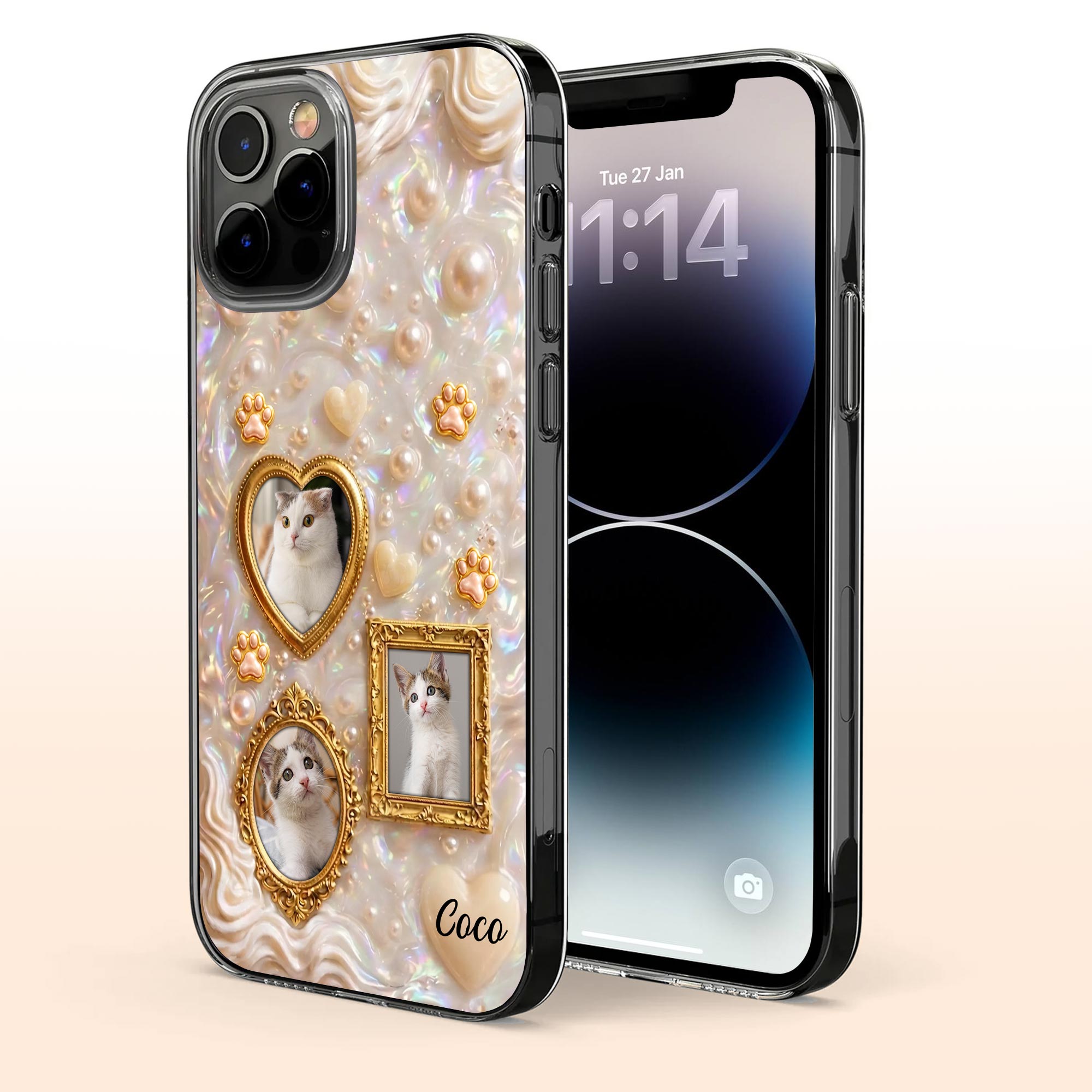 Personalized Clear Phone Case for Cat Lovers Custom Name Clear Phone Case GradoCreations