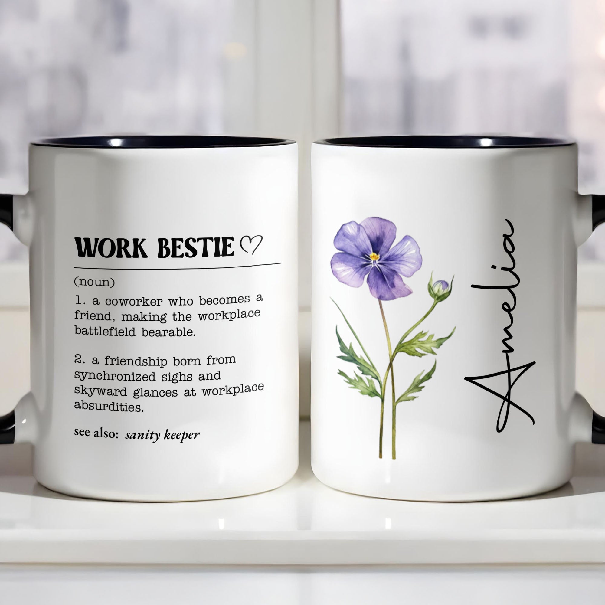 Personalized Accent Mug Work Bestie Definition Custom Gift Accent Mug GradoCreations