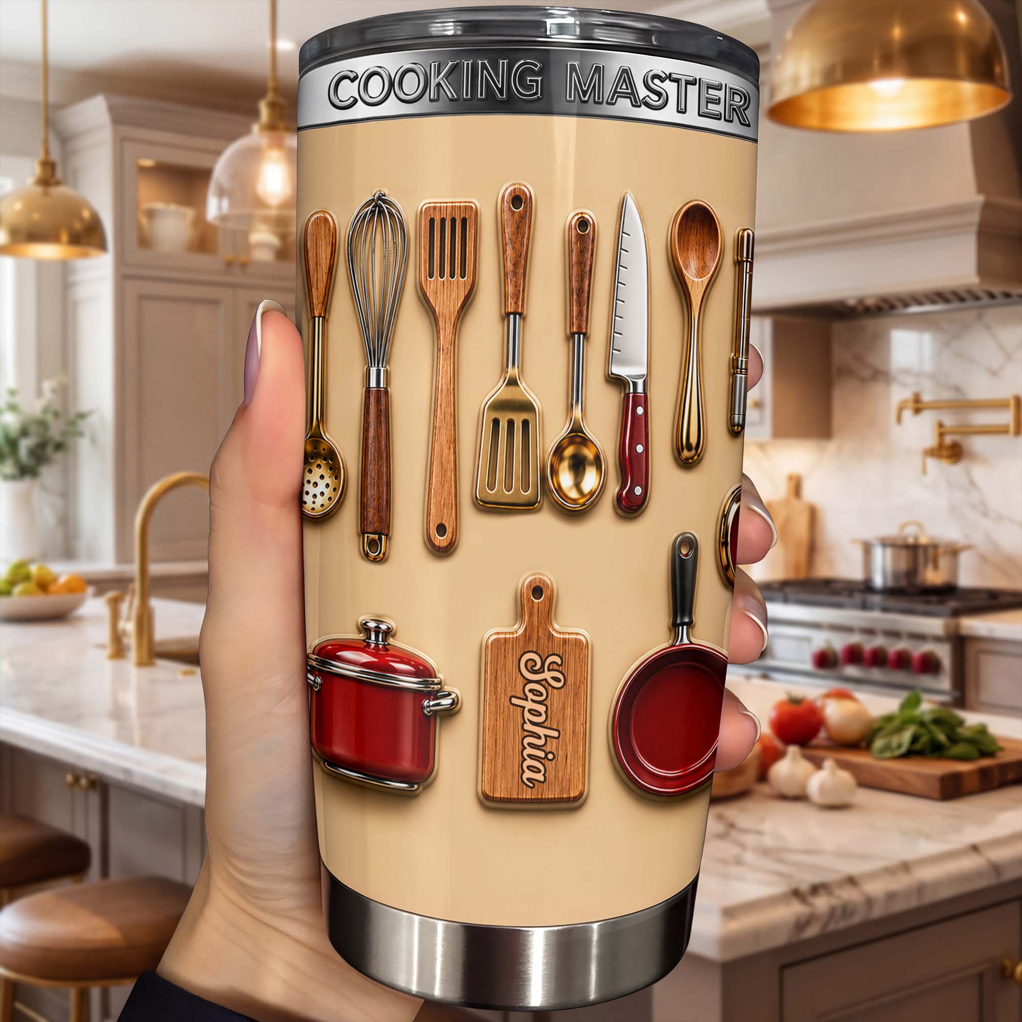 Personalized Stainless Steel Tumbler Custom Name Gift for Cooking Lovers Tumbler GradoCreations