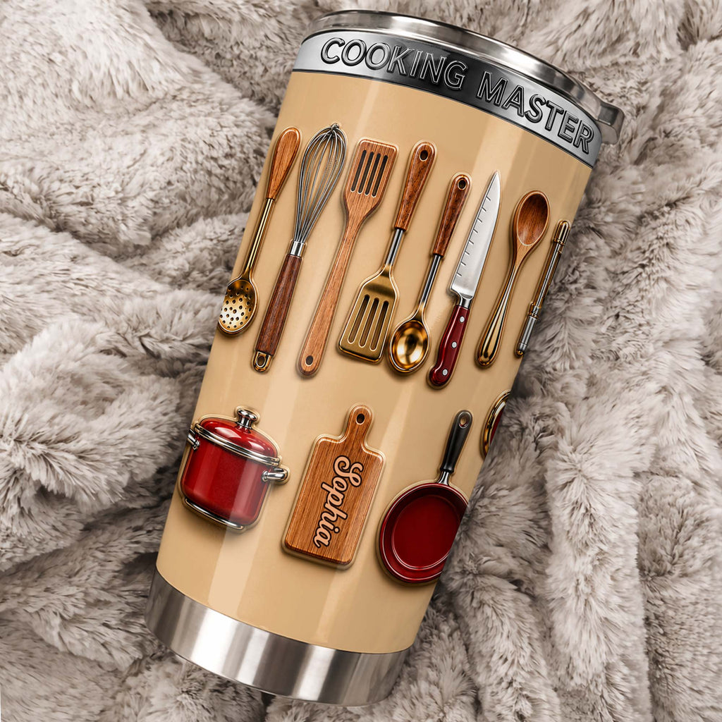 Personalized Stainless Steel Tumbler Custom Name Gift for Cooking Lovers Tumbler GradoCreations