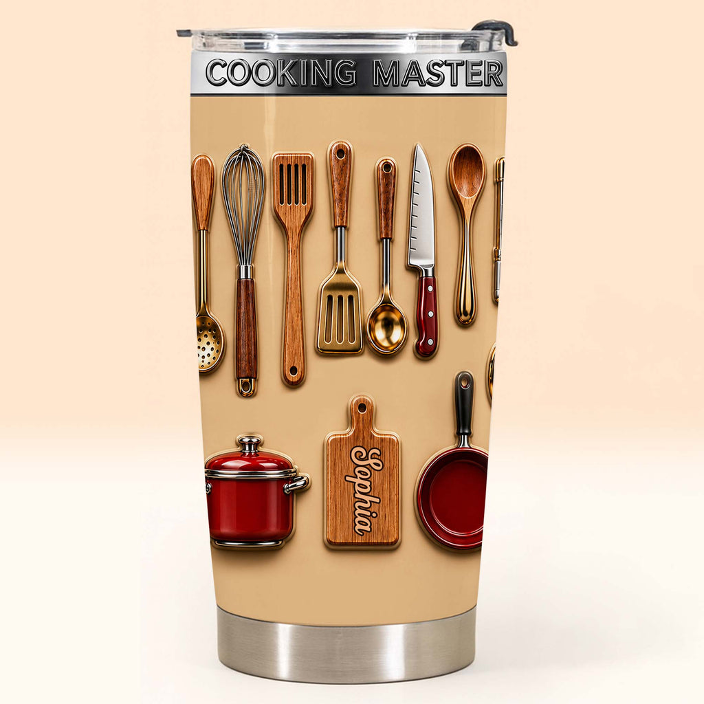 Personalized Stainless Steel Tumbler Custom Name Gift for Cooking Lovers Tumbler GradoCreations