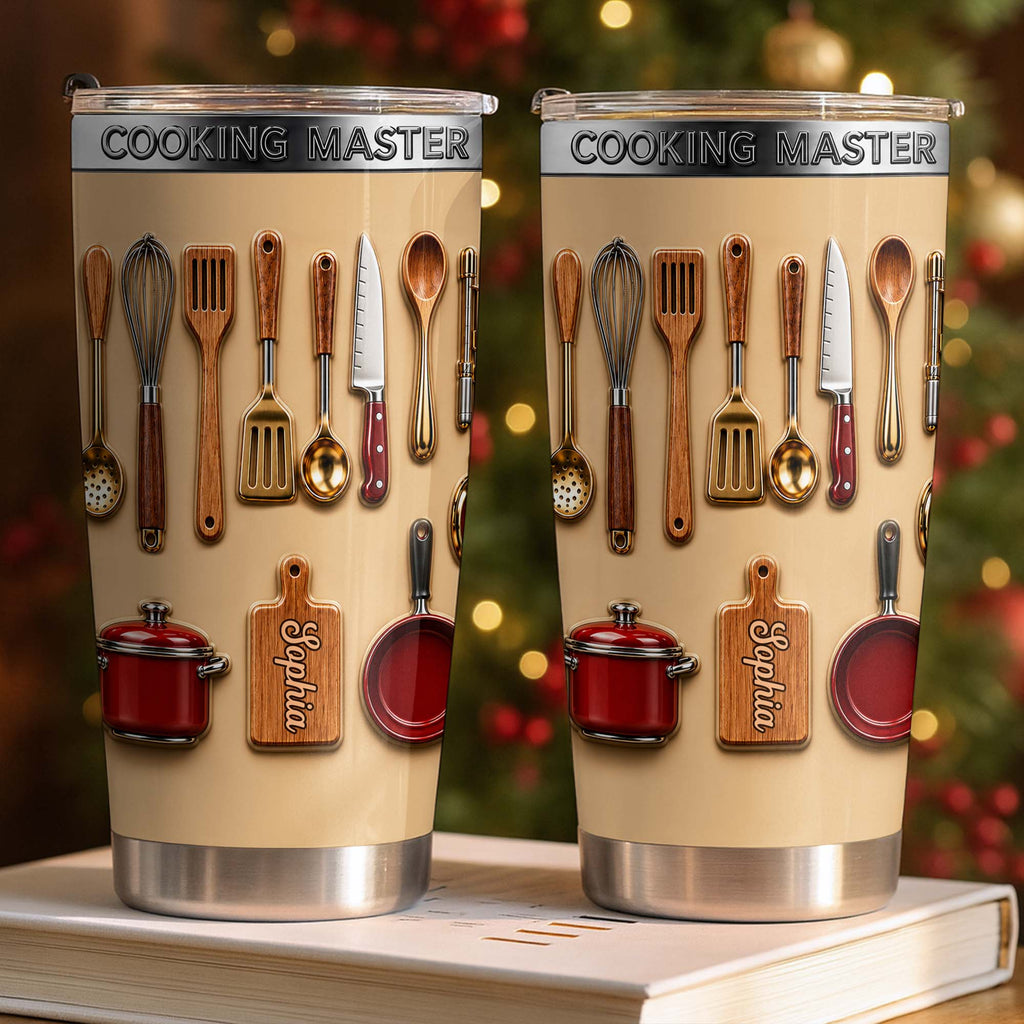 Personalized Stainless Steel Tumbler Custom Name Gift for Cooking Lovers Tumbler GradoCreations