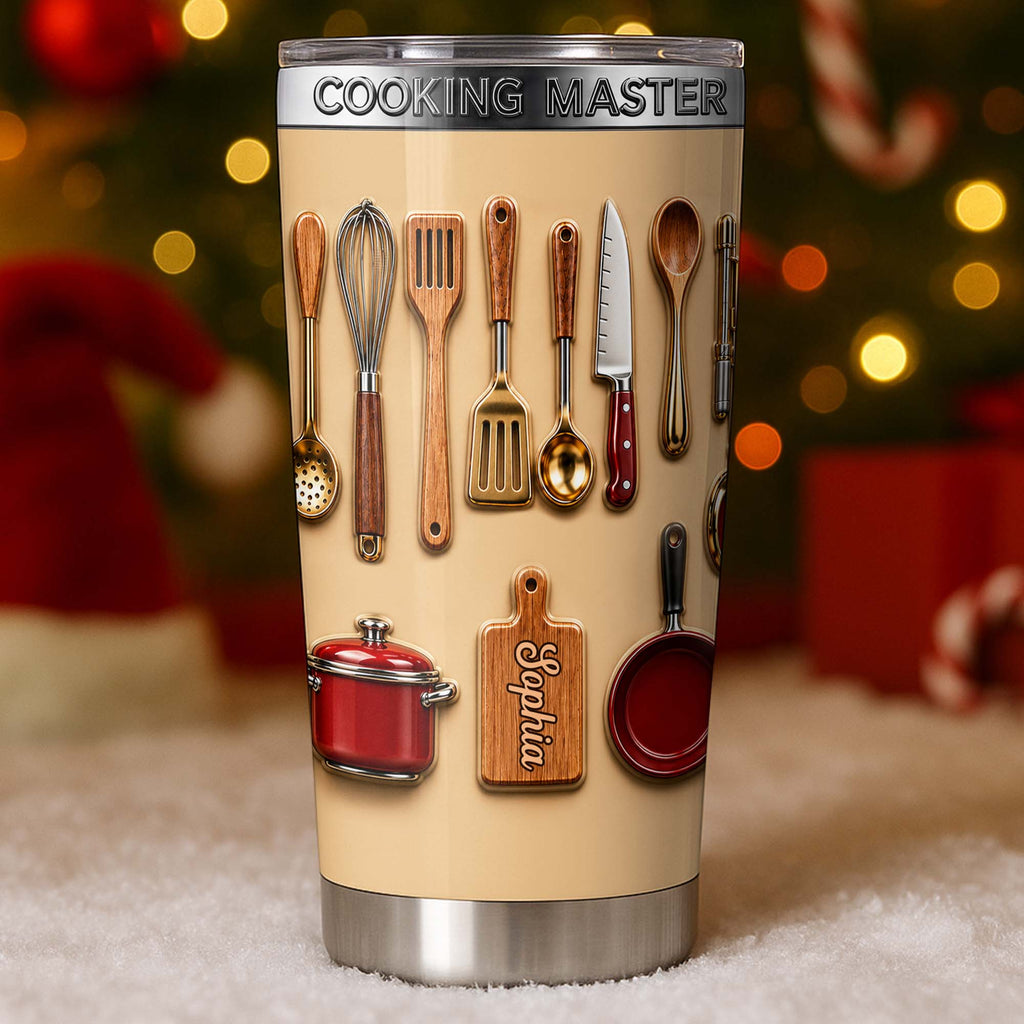 Personalized Stainless Steel Tumbler Custom Name Gift for Cooking Lovers Tumbler GradoCreations