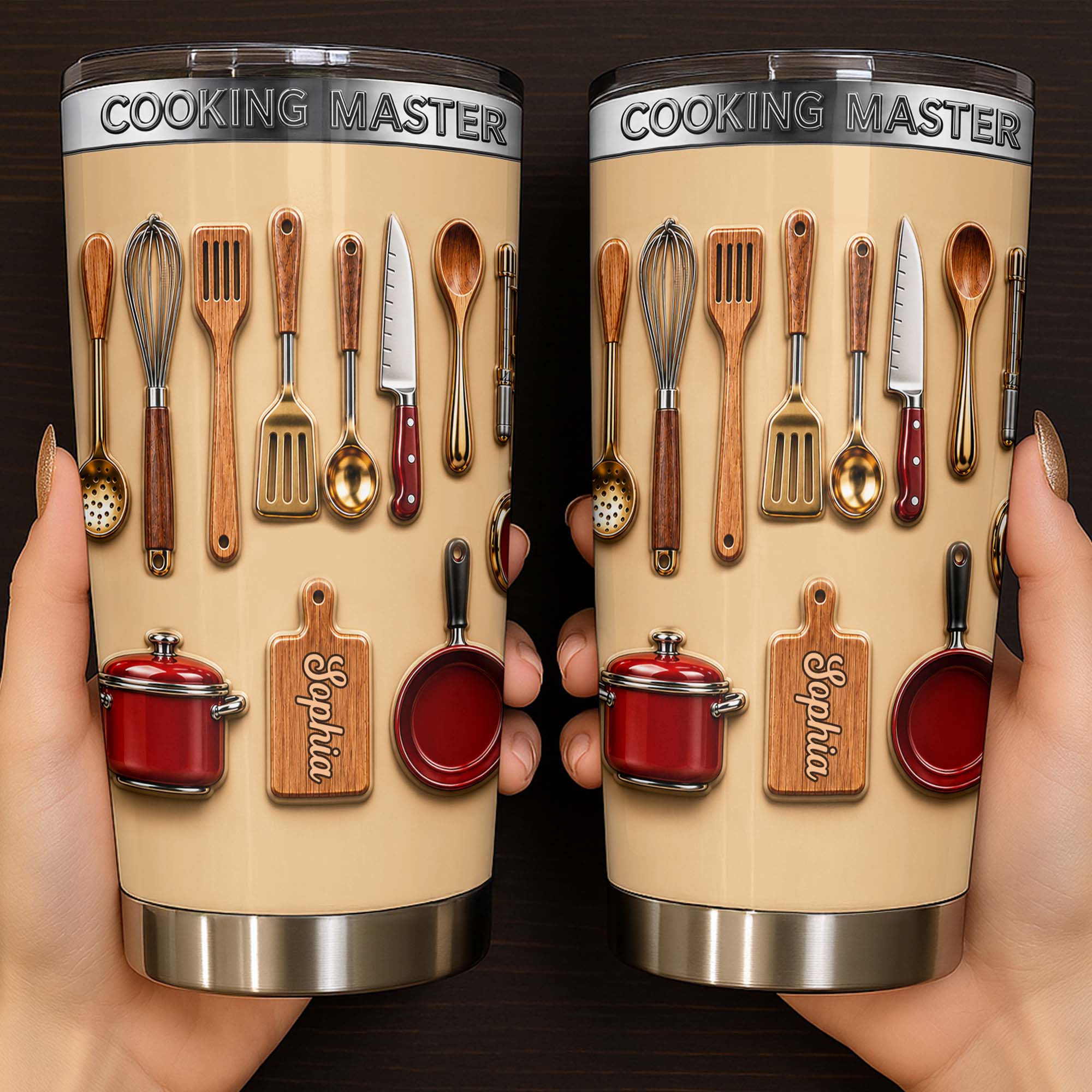 Personalized Stainless Steel Tumbler Custom Name Gift for Cooking Lovers Tumbler GradoCreations