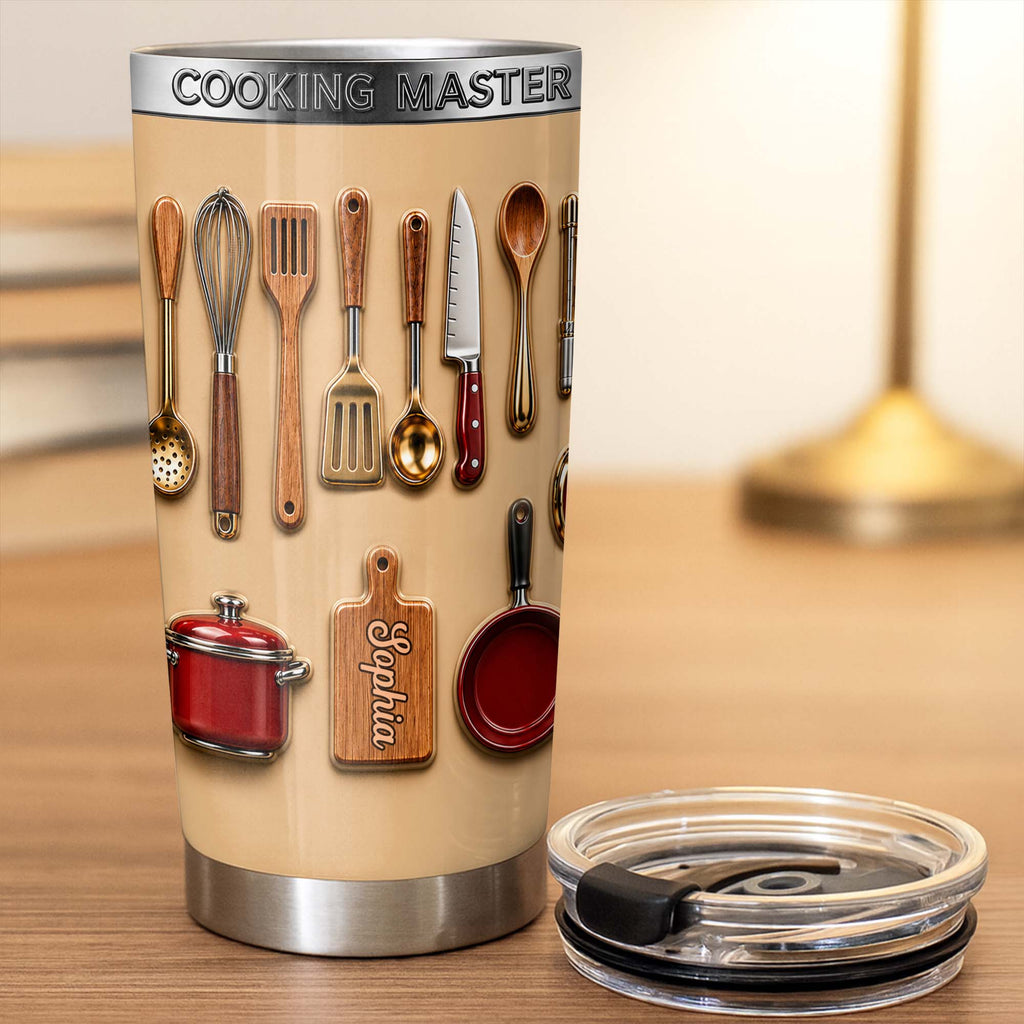 Personalized Stainless Steel Tumbler Custom Name Gift for Cooking Lovers Tumbler GradoCreations