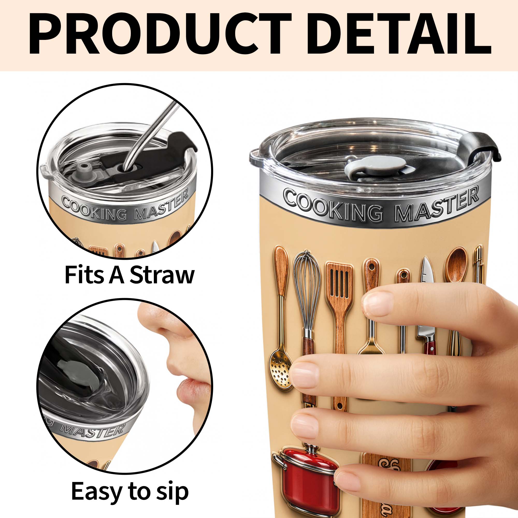 Personalized Stainless Steel Tumbler Custom Name Gift for Cooking Lovers Tumbler GradoCreations