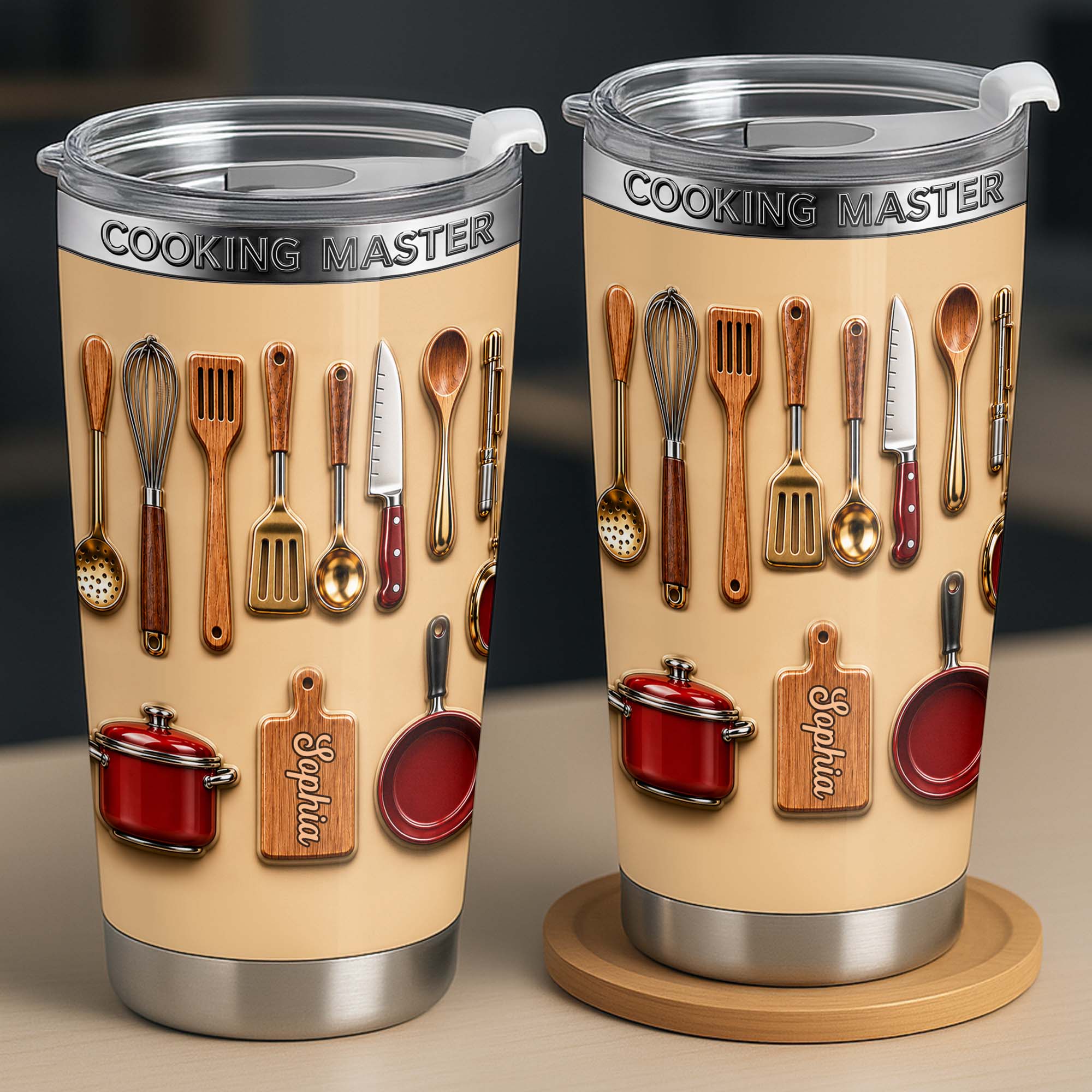 Personalized Stainless Steel Tumbler Custom Name Gift for Cooking Lovers Tumbler GradoCreations