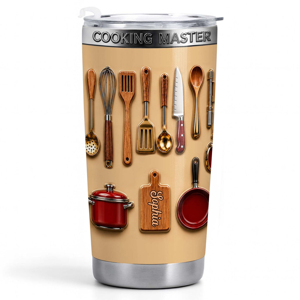 Personalized Stainless Steel Tumbler Custom Name Gift for Cooking Lovers Tumbler GradoCreations