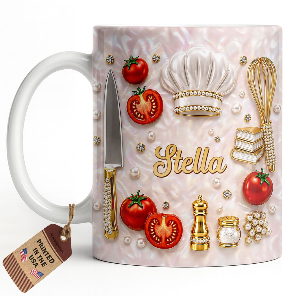 Personalized Chef Mug Mother of Pearl Mosaic Custom Gift for Mom Edge-to-edge Mug GradoCreations