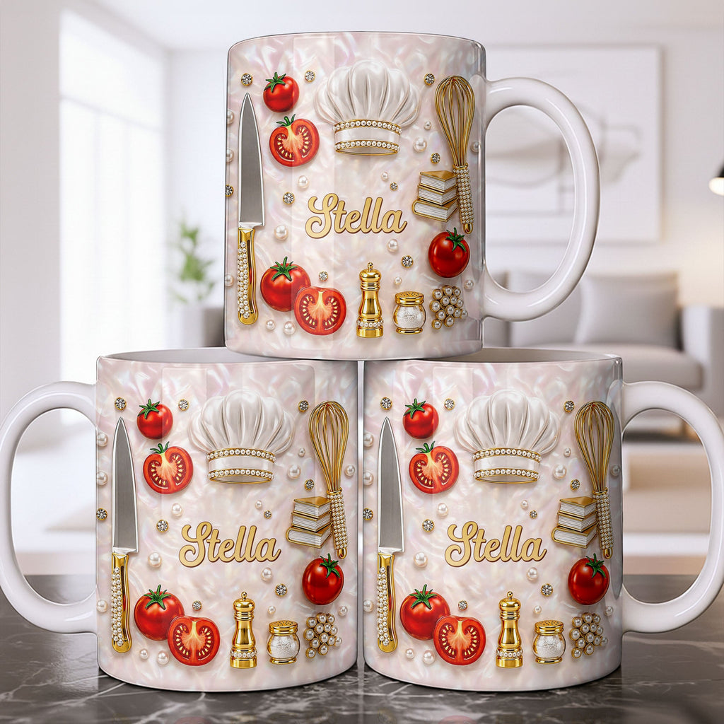 Personalized Chef Mug Mother of Pearl Mosaic Custom Gift for Mom Edge-to-edge Mug GradoCreations