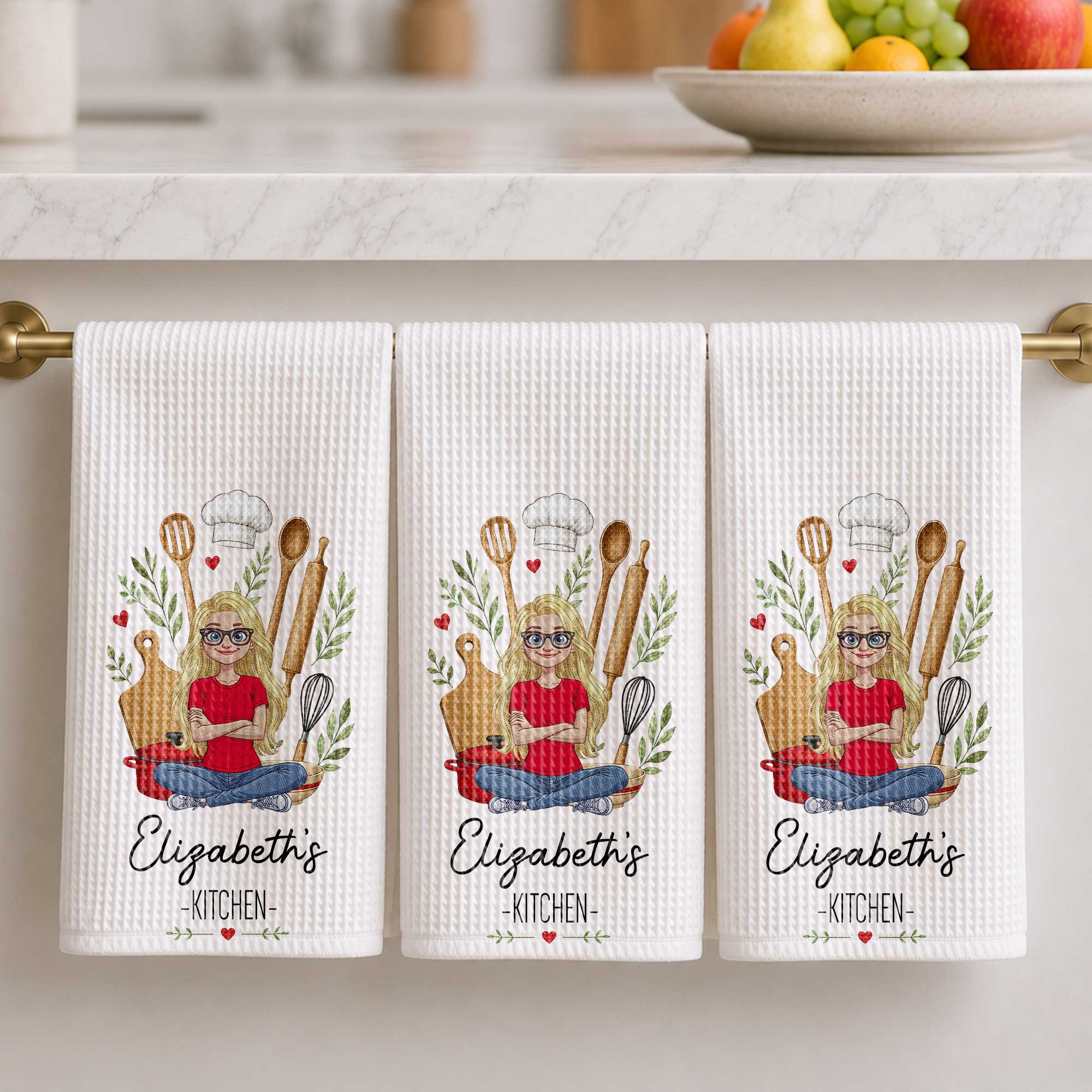 Personalized Kitchen Towel Custom Name Baking Gift for Her Kitchen Towel GradoCreations