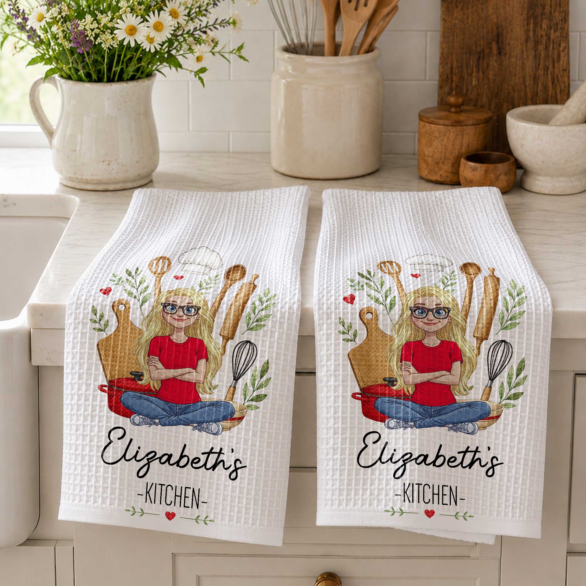 Personalized Kitchen Towel Custom Name Baking Gift for Her Kitchen Towel GradoCreations