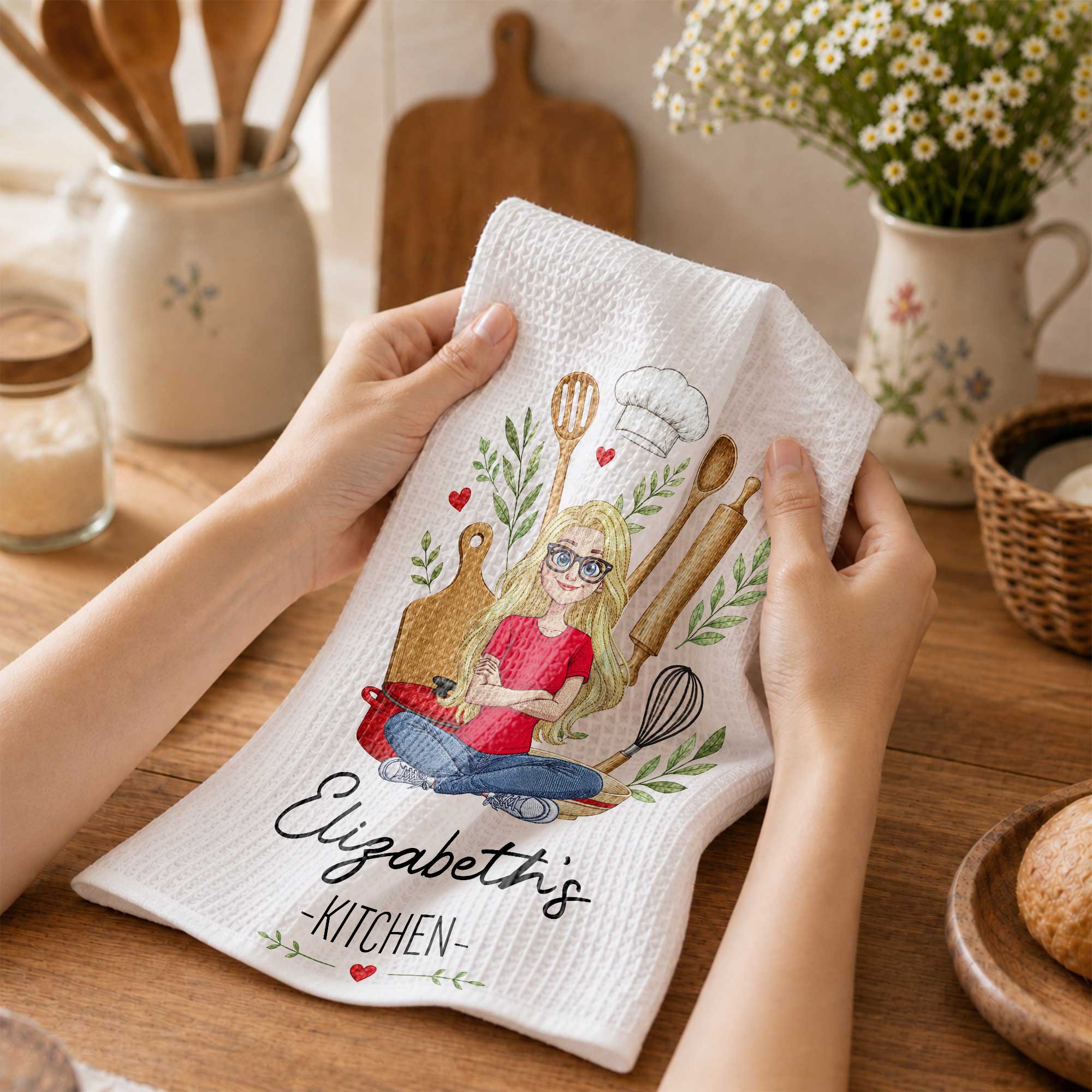 Personalized Kitchen Towel Custom Name Baking Gift for Her Kitchen Towel GradoCreations