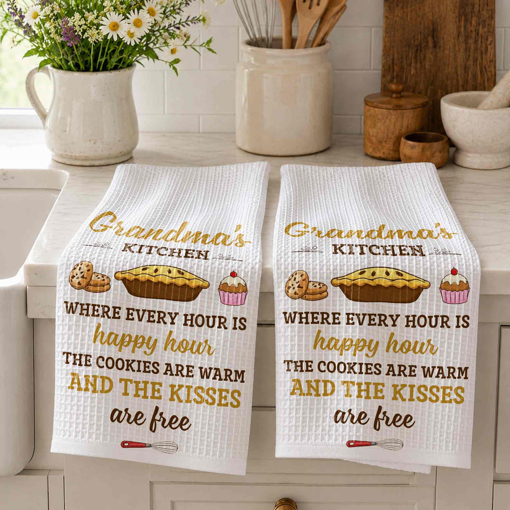 Personalized Kitchen Towel Gift for Grandma with Custom Design Kitchen Towel GradoCreations