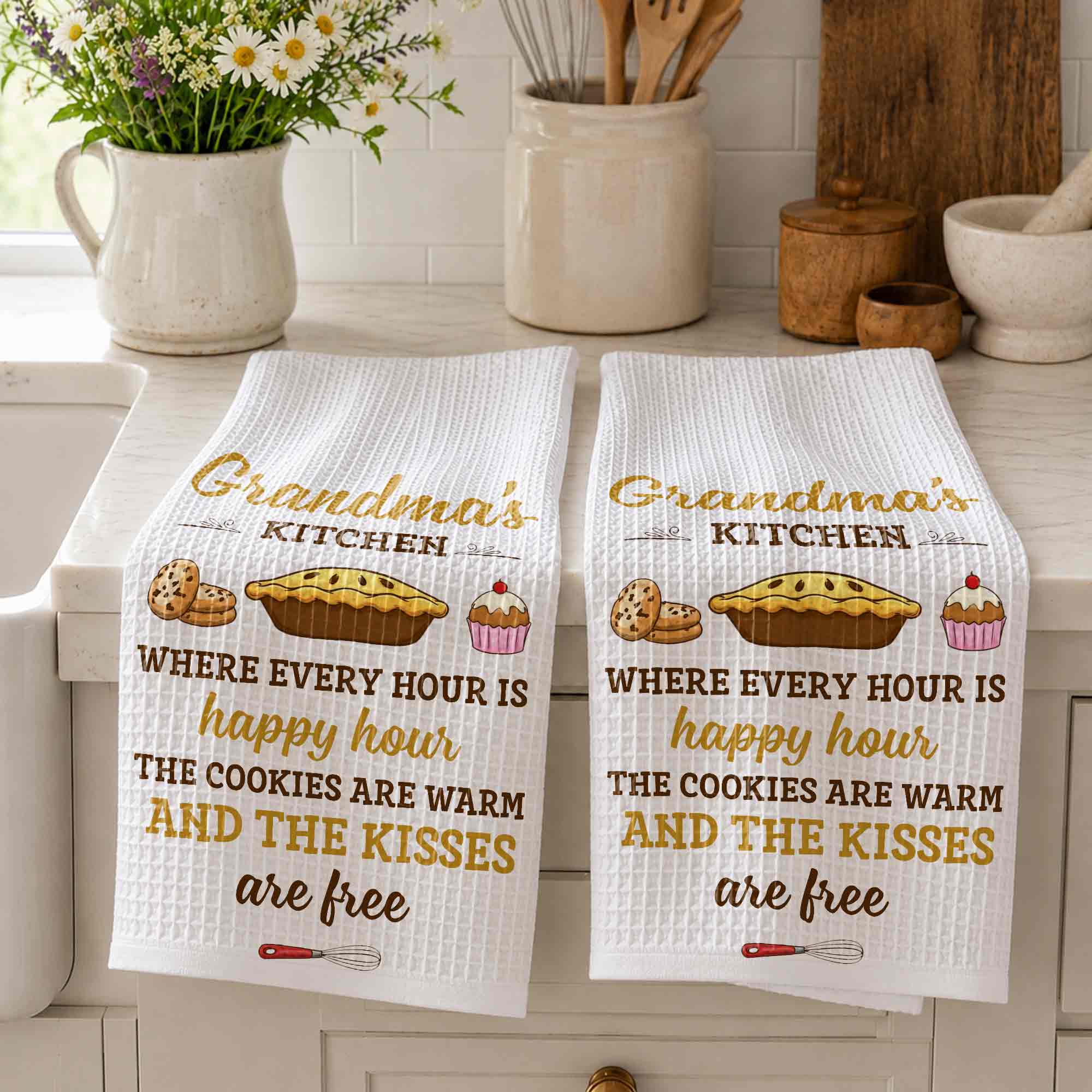 Personalized Kitchen Towel Gift for Grandma with Custom Design Kitchen Towel GradoCreations
