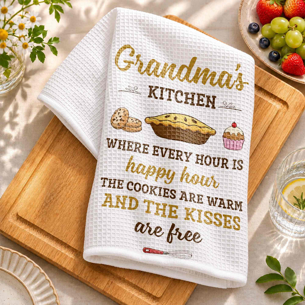 Personalized Kitchen Towel Gift for Grandma with Custom Design Kitchen Towel GradoCreations