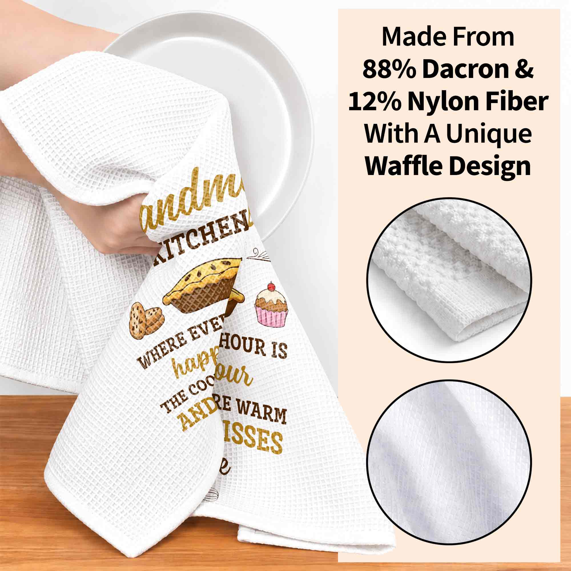 Personalized Kitchen Towel Gift for Grandma with Custom Design Kitchen Towel GradoCreations