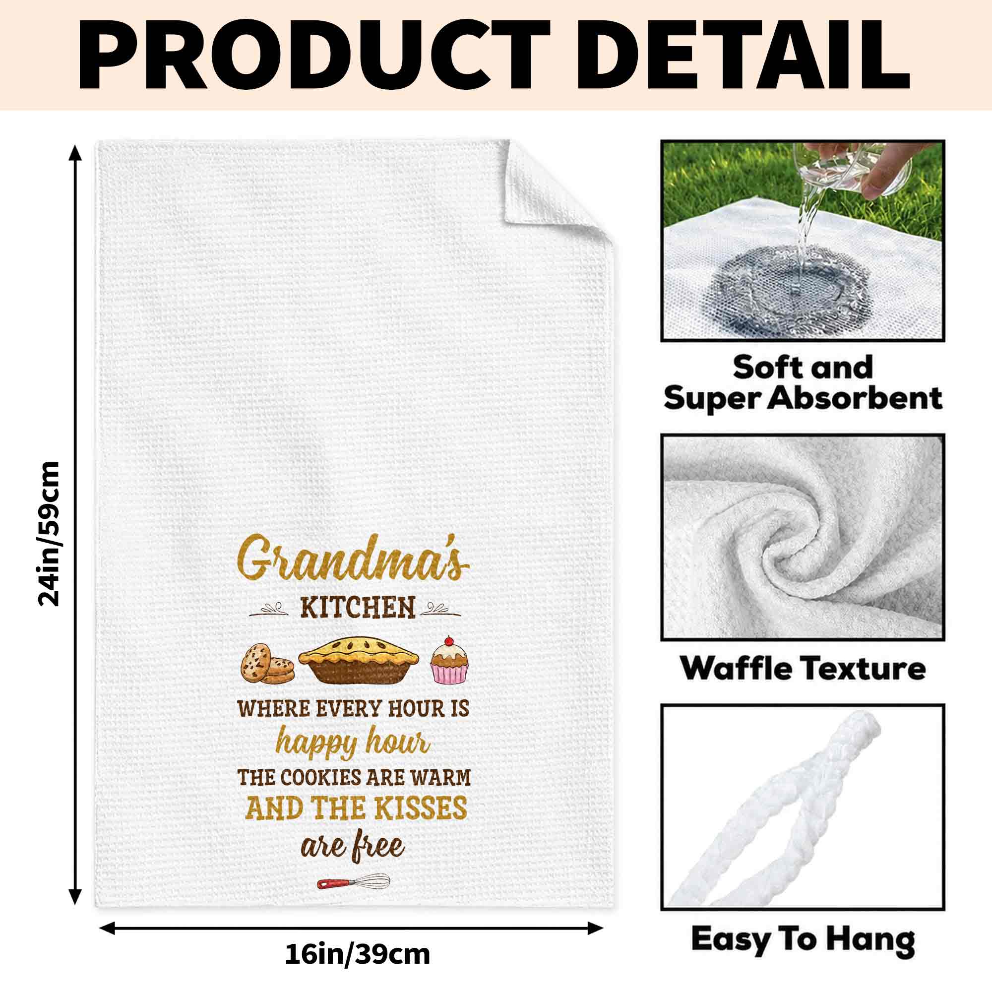 Personalized Kitchen Towel Gift for Grandma with Custom Design Kitchen Towel GradoCreations