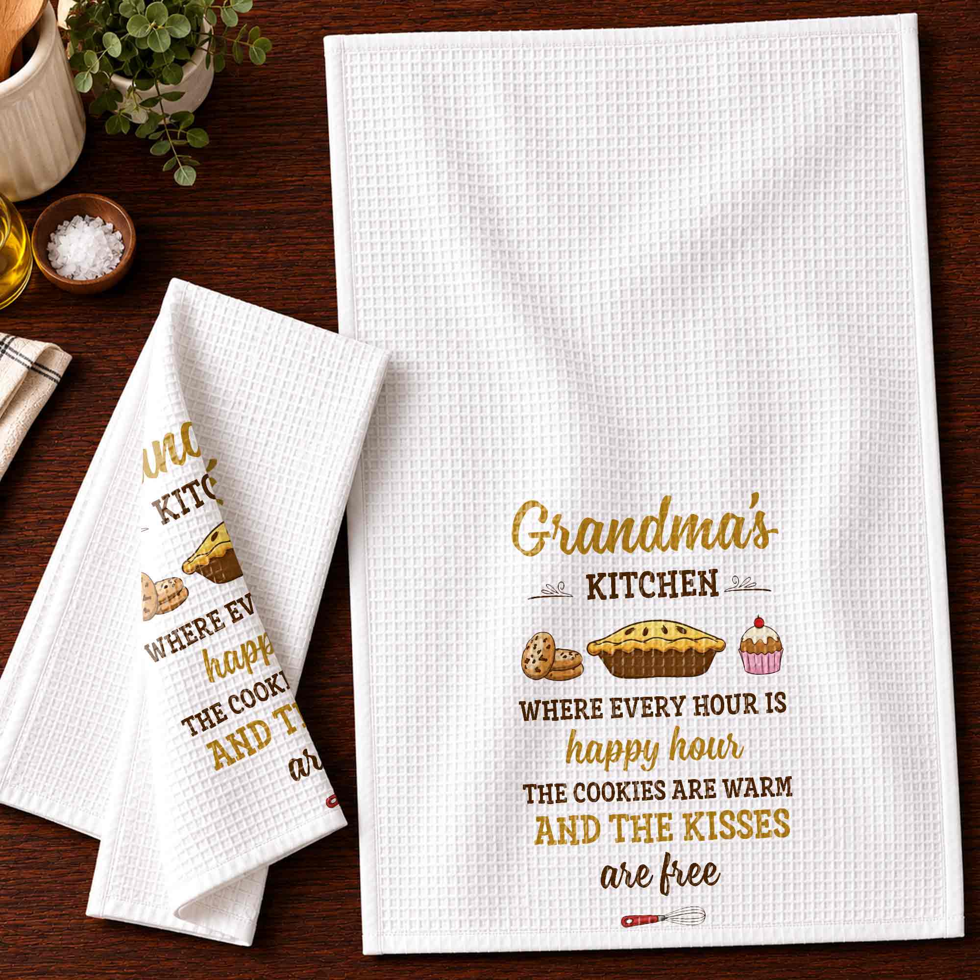 Personalized Kitchen Towel Gift for Grandma with Custom Design Kitchen Towel GradoCreations