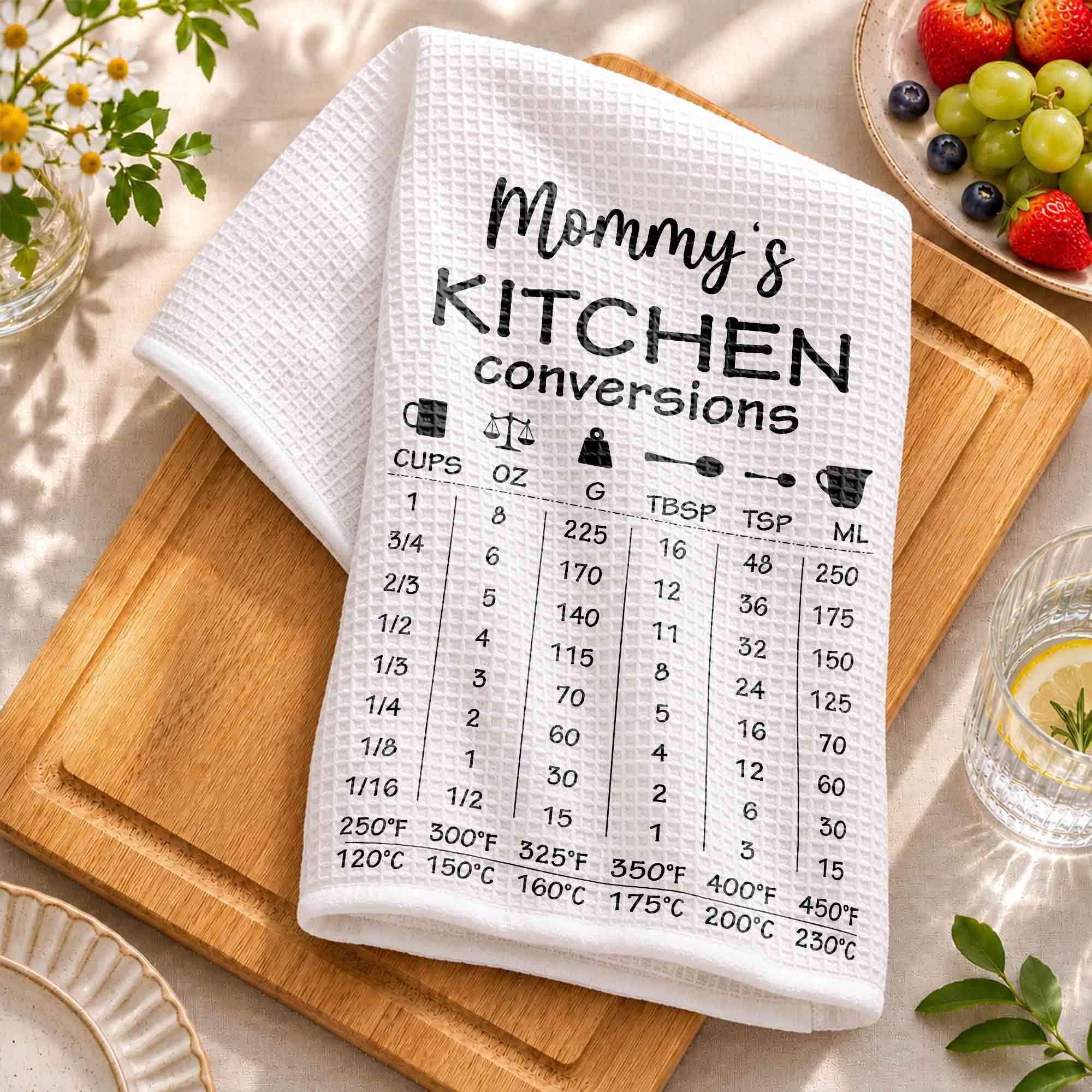 Personalized Kitchen Towel Measurement Chart Gift for Mom Kitchen Towel GradoCreations