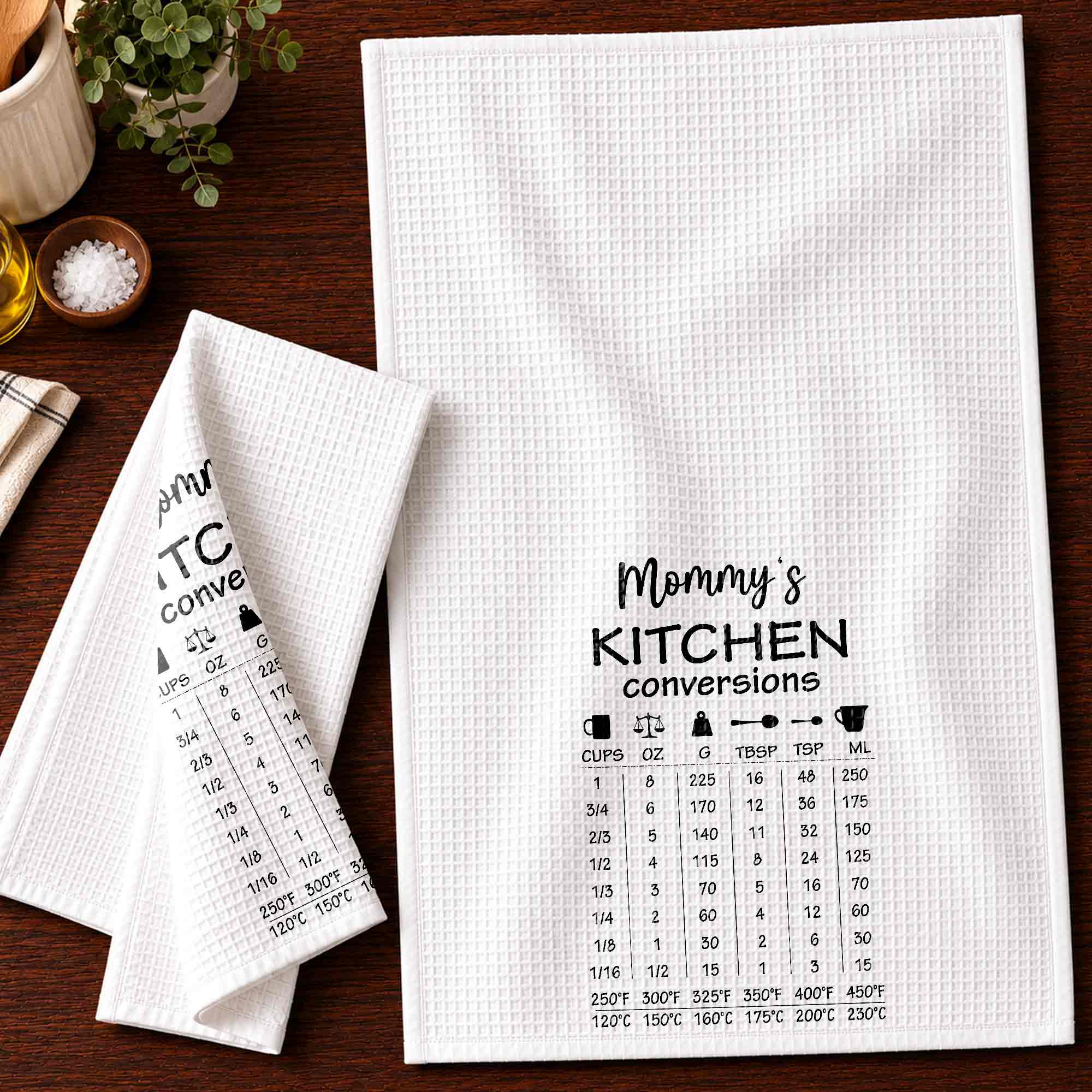 Personalized Kitchen Towel Measurement Chart Gift for Mom Kitchen Towel GradoCreations