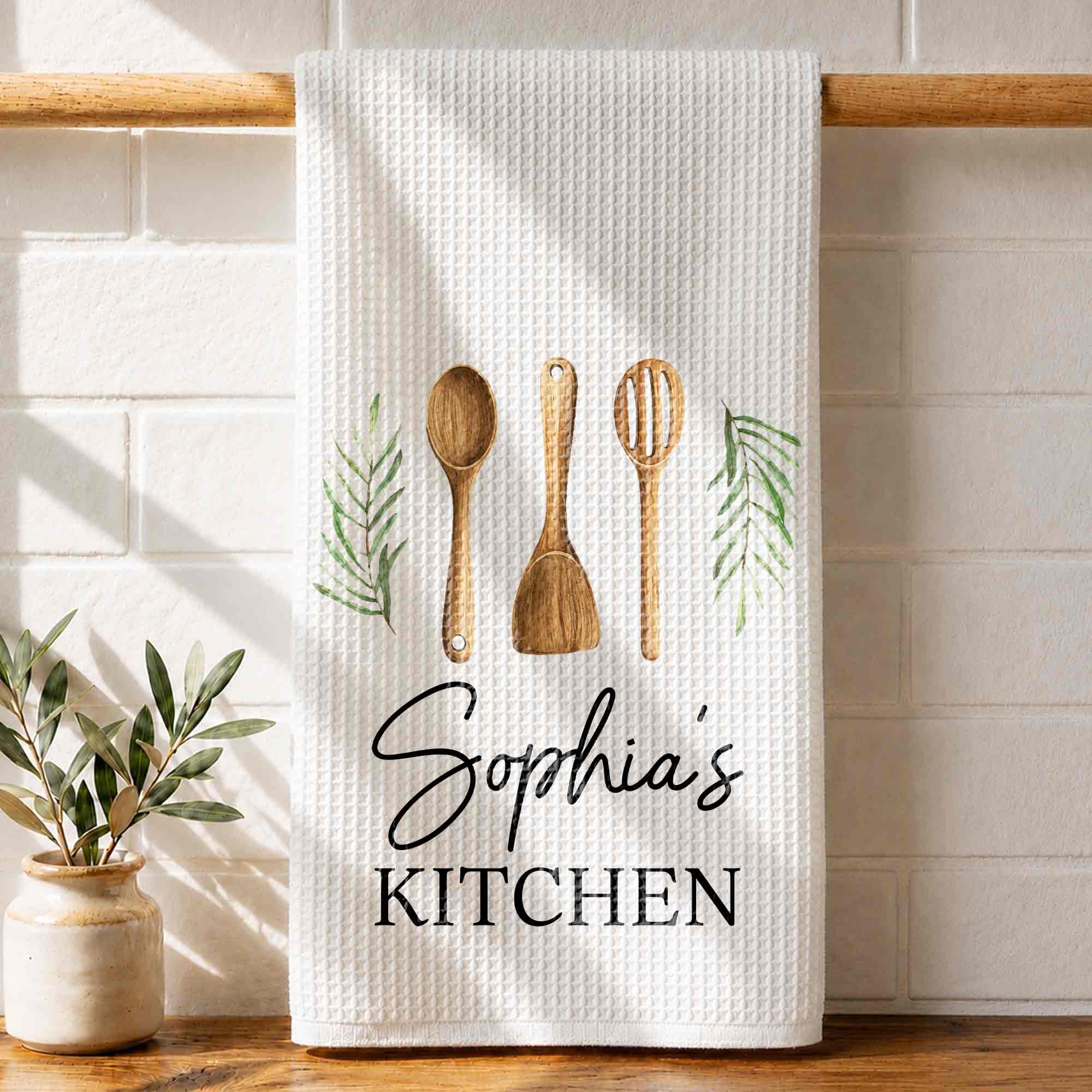 Personalized Kitchen Towel Custom Name Gift for Mom Chef Kitchen Towel GradoCreations
