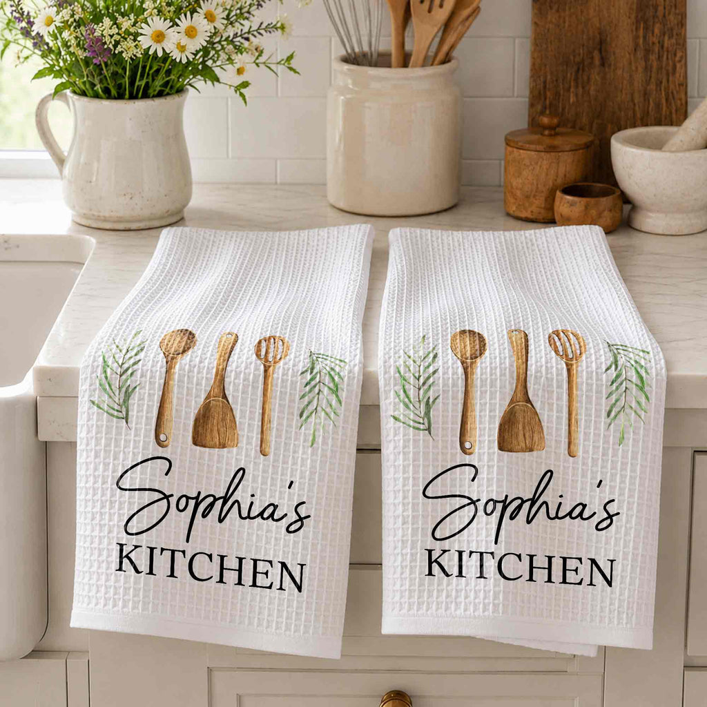 Personalized Kitchen Towel Custom Name Gift for Mom Chef Kitchen Towel GradoCreations