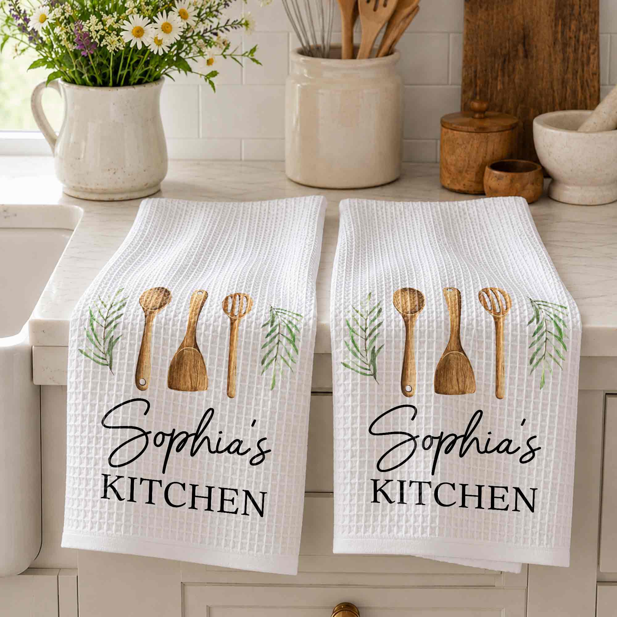 Personalized Kitchen Towel Custom Name Gift for Mom Chef Kitchen Towel GradoCreations