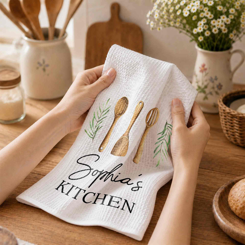 Personalized Kitchen Towel Custom Name Gift for Mom Chef Kitchen Towel GradoCreations