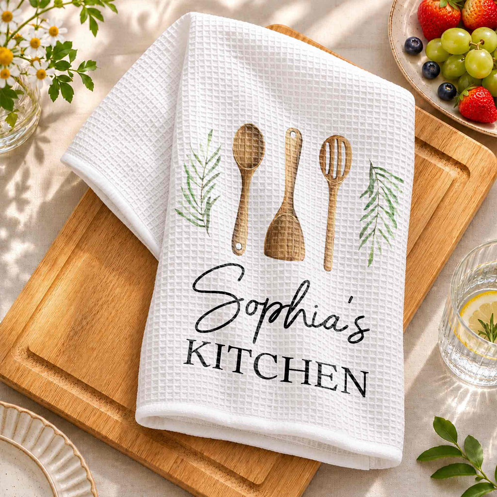 Personalized Kitchen Towel Custom Name Gift for Mom Chef Kitchen Towel GradoCreations